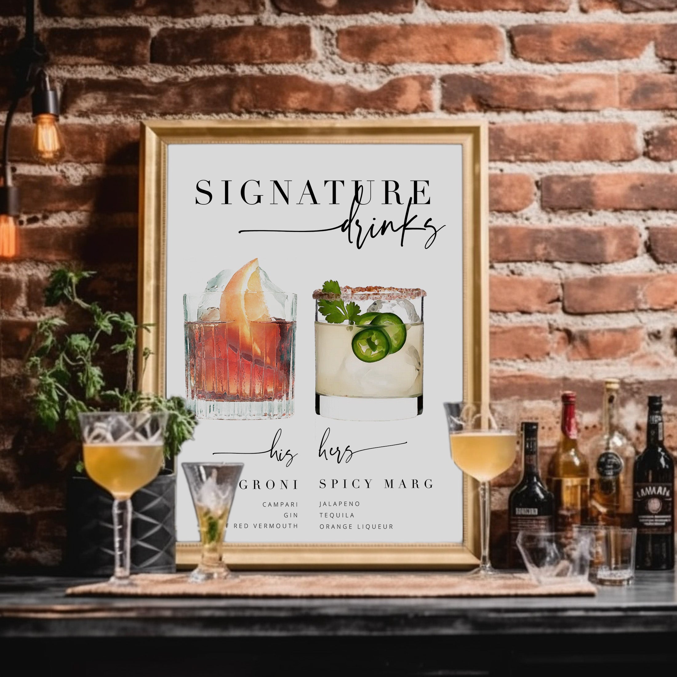 Bribie Signature Drinks Sign .Wedding Drinks Menu .The Sundae Creative