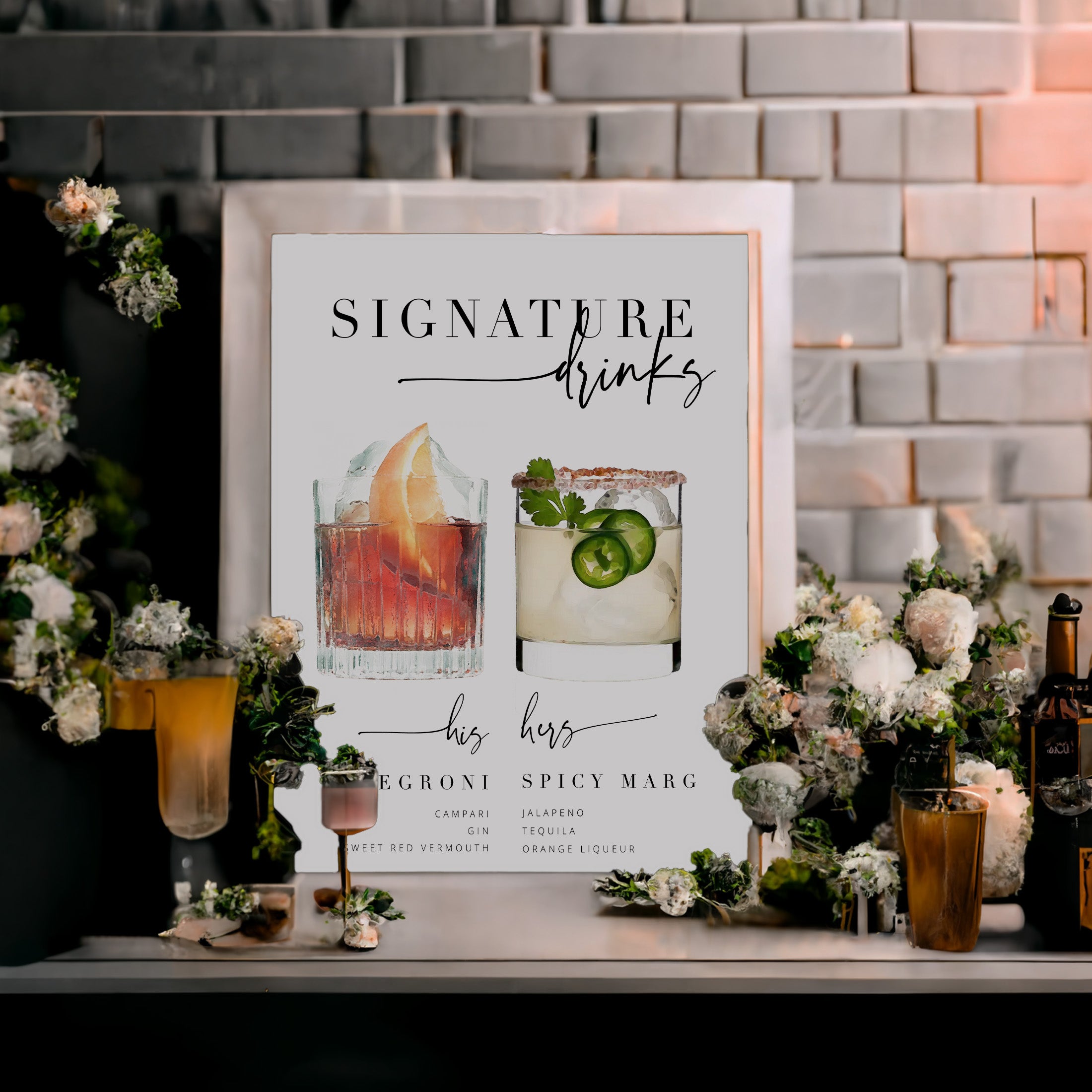 Bribie Signature Drinks Sign .Wedding Drinks Menu .The Sundae Creative