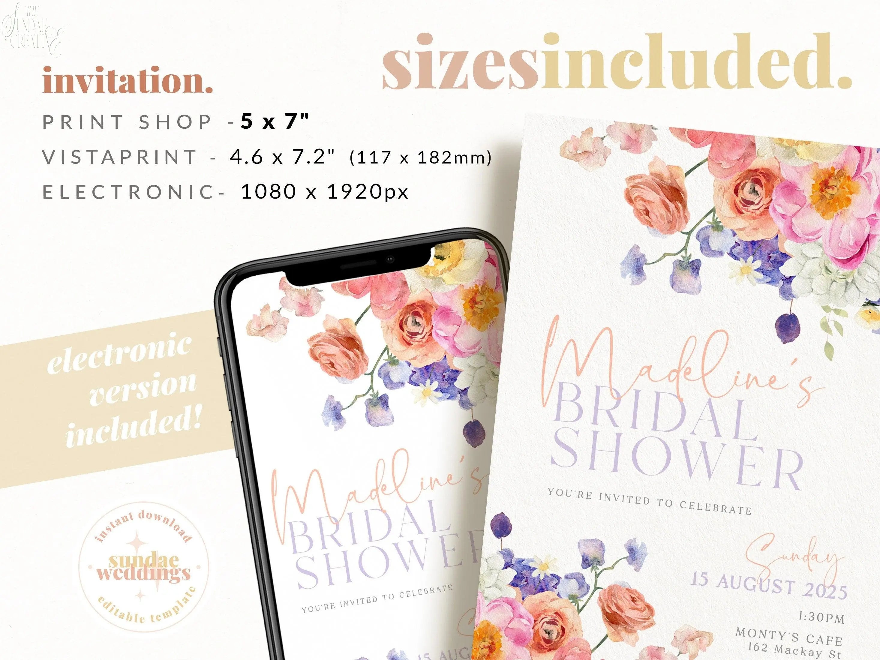 Bridal Shower Invitation Ella .Bridal Shower Invitation .The Sundae Creative