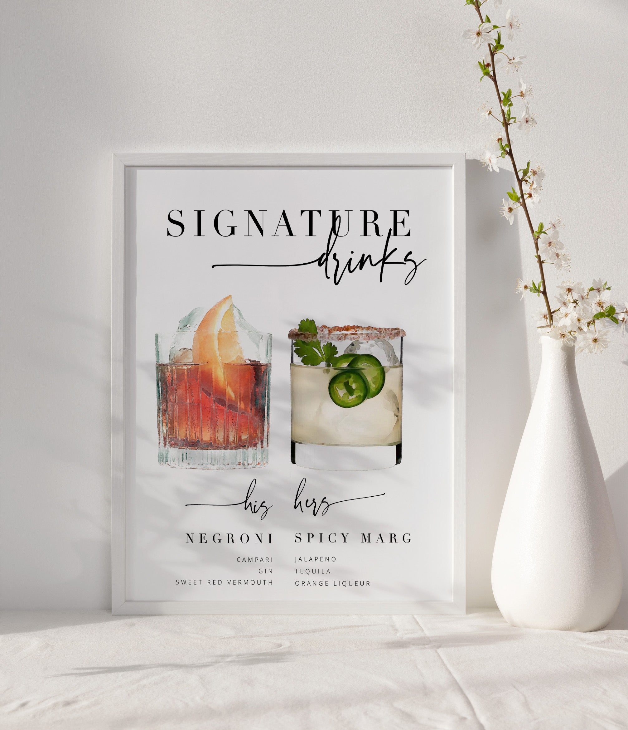 Bribie Signature Drinks Sign .Wedding Drinks Menu .The Sundae Creative