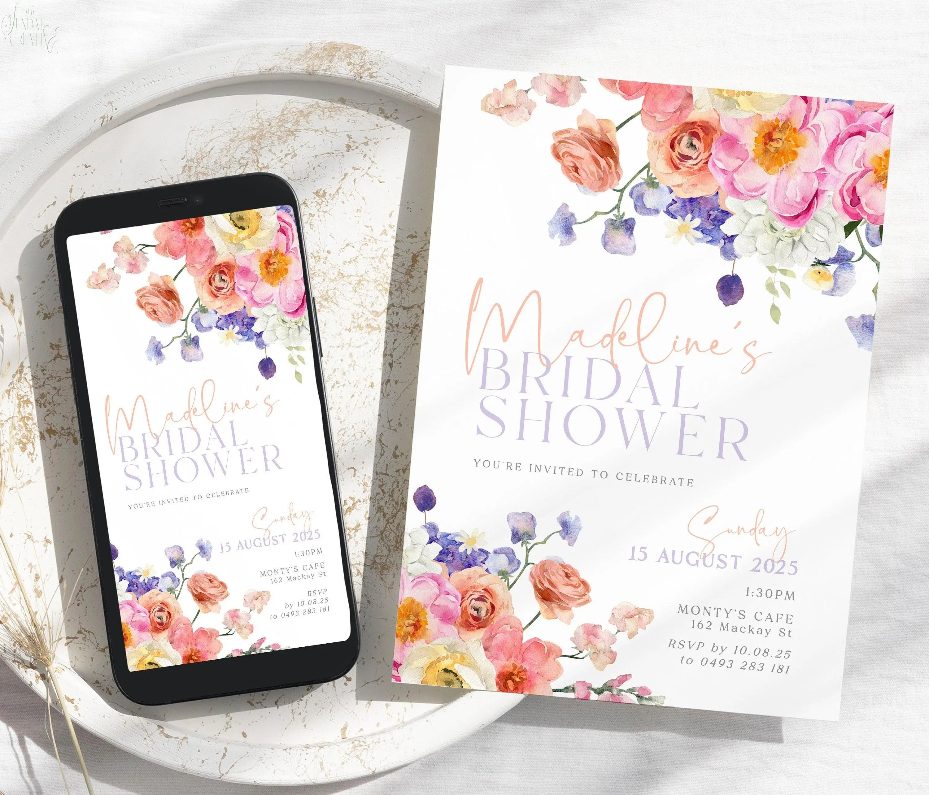 SMS Bridal Shower Invitation Eleni .Bridal Shower Invitation .The Sundae Creative