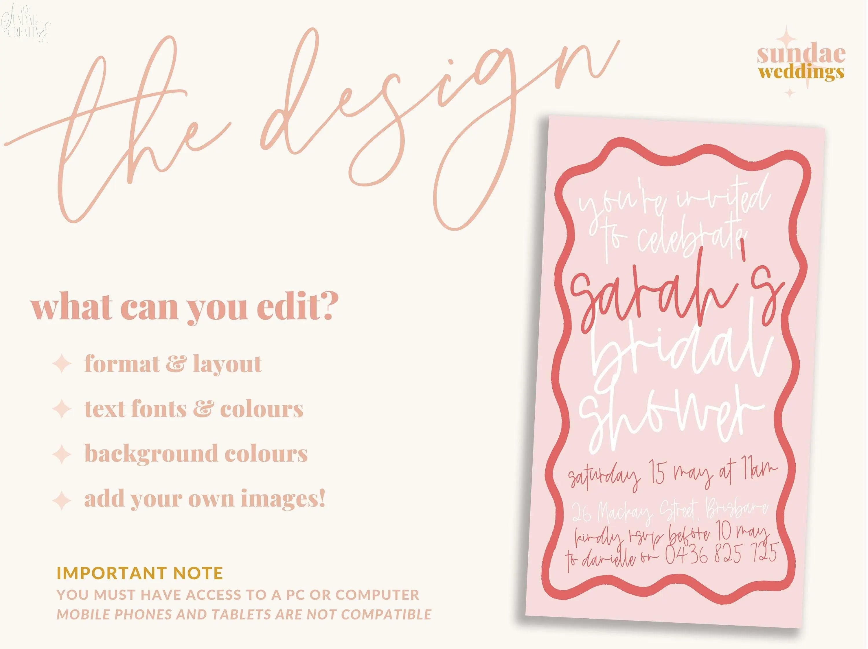 SMS Bridal Shower Invitation Eleni - THE SUNDAE CREATIVE