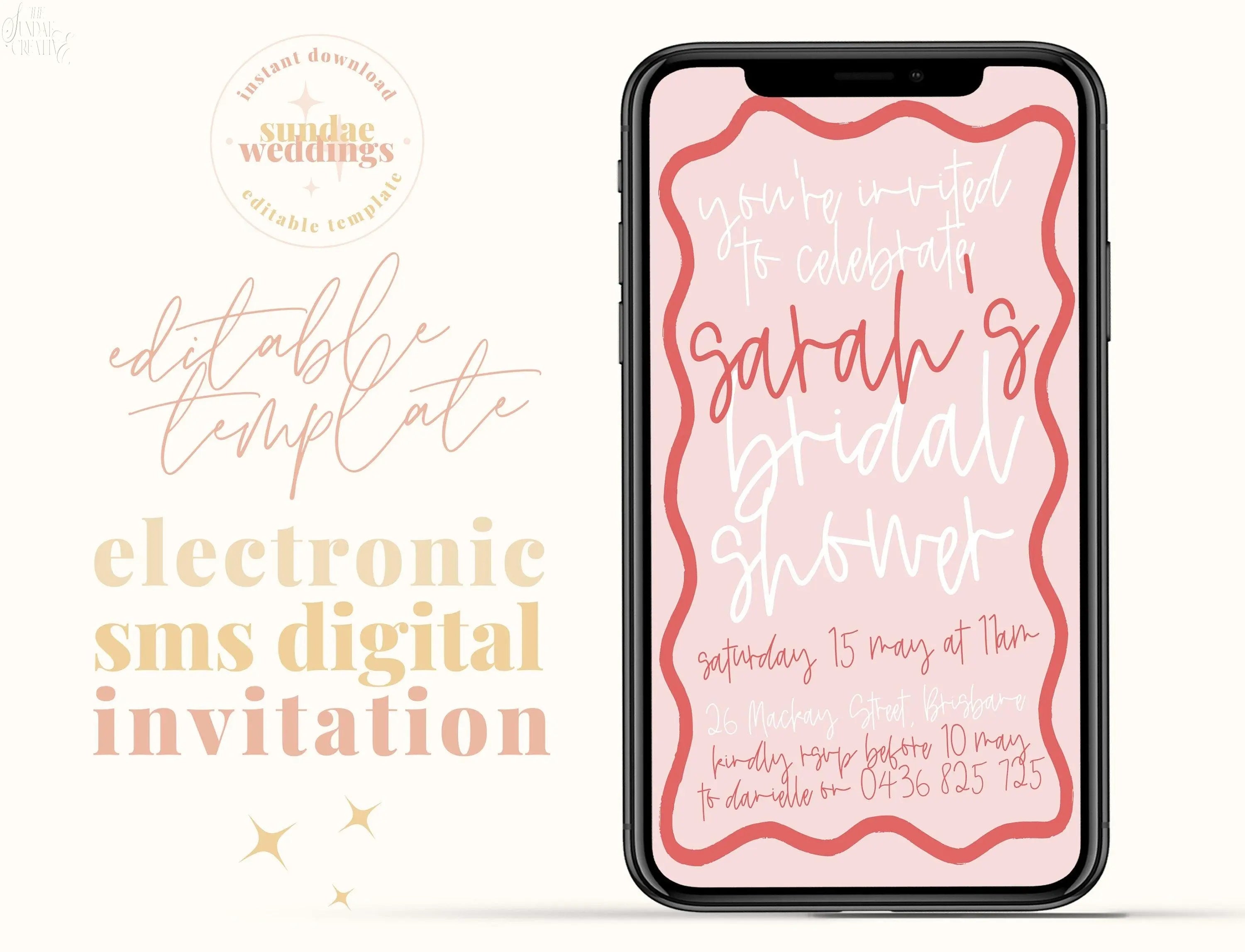 SMS Bridal Shower Invitation Eleni - THE SUNDAE CREATIVE