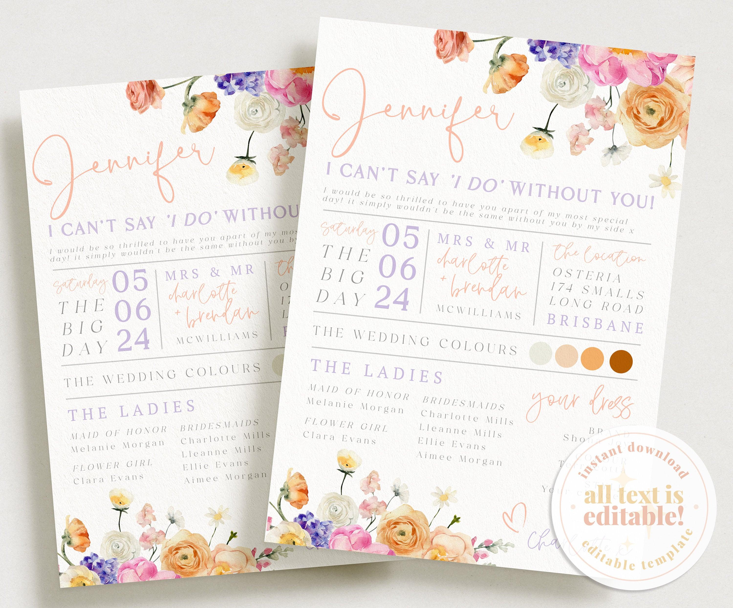 SMS Bridesmaid Info Card Ella - THE SUNDAE CREATIVE