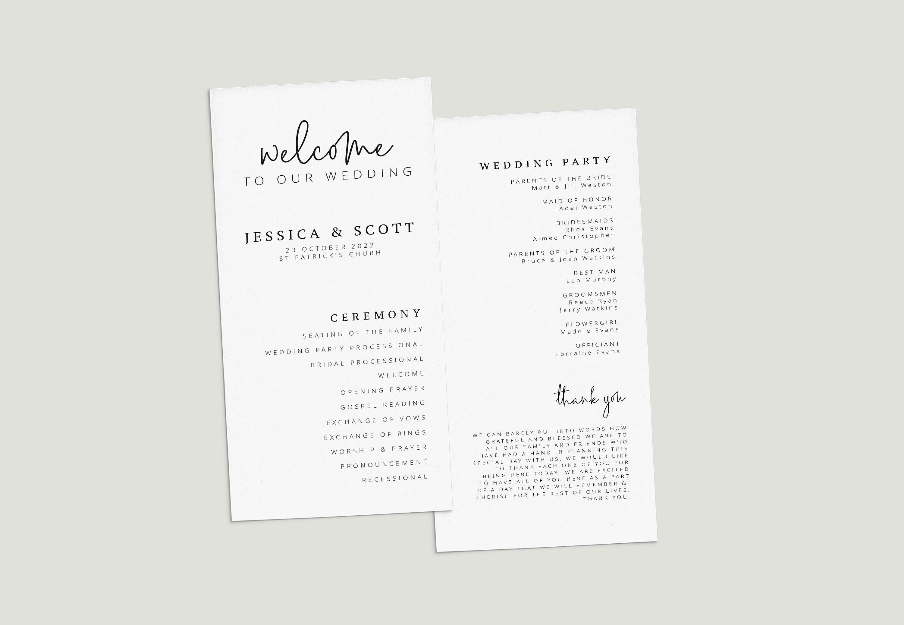 Wedding Ceremony Program Ascot - THE SUNDAE CREATIVE