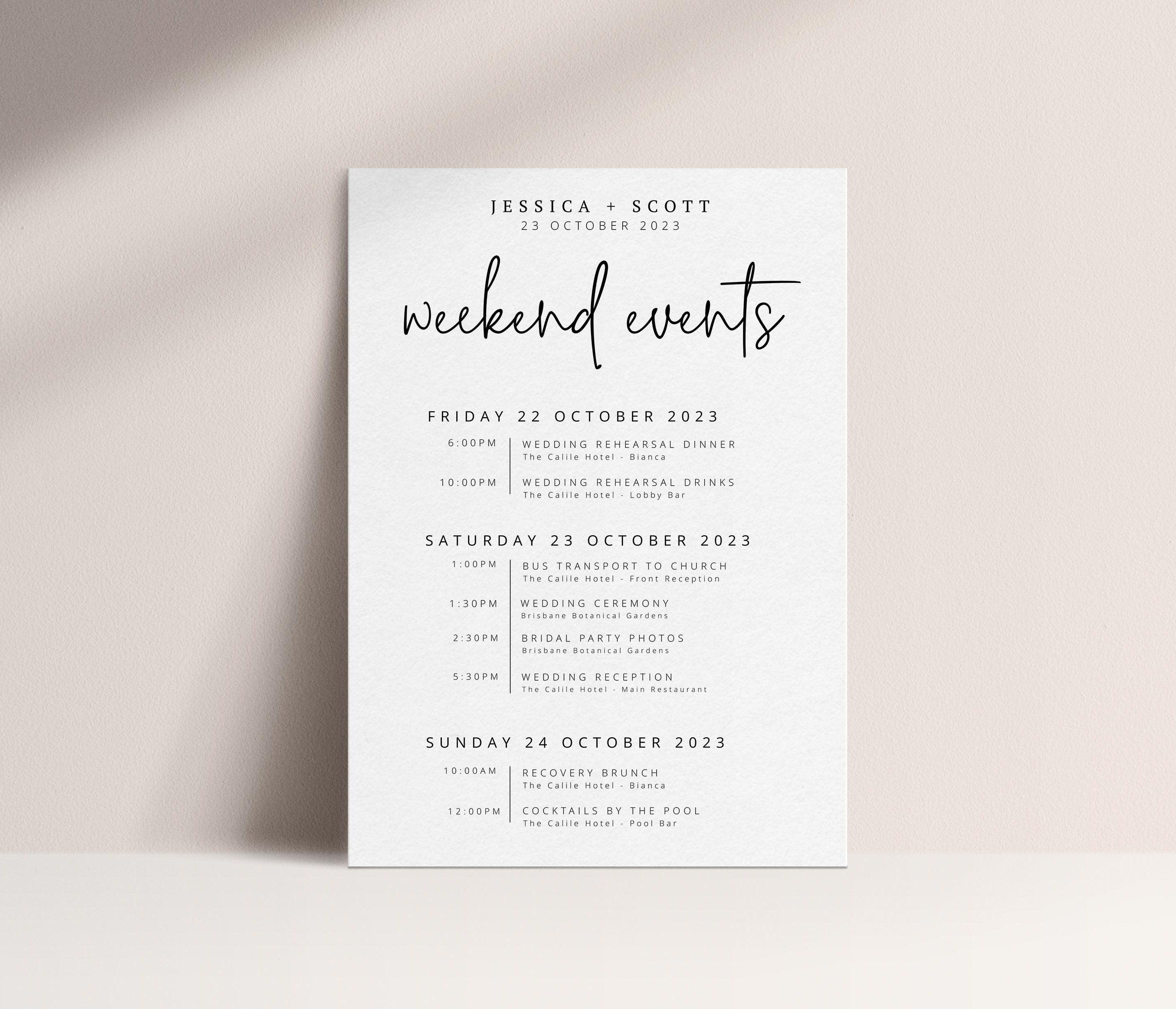 Wedding Itinerary - Ascot - THE SUNDAE CREATIVE