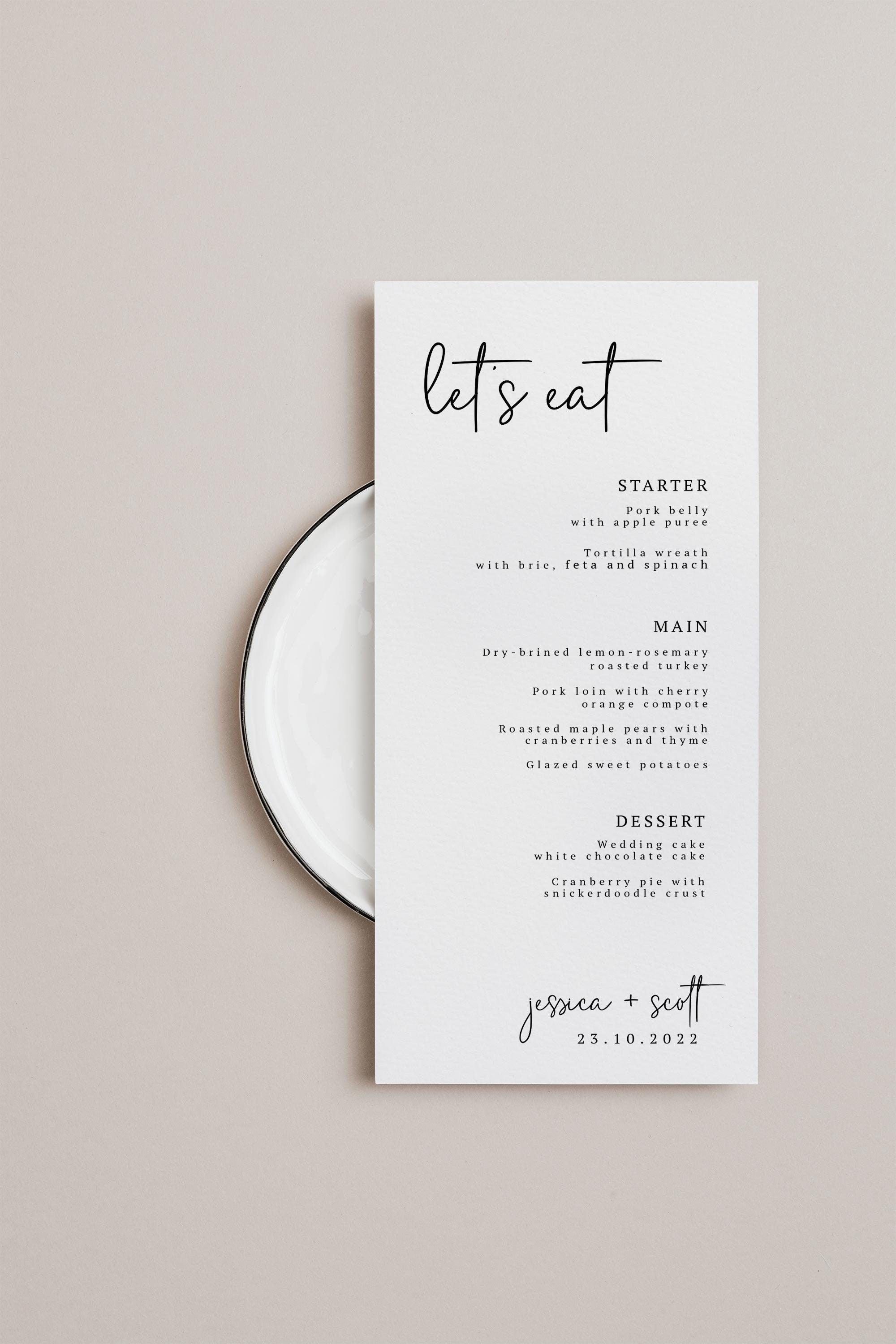 Wedding Menu Ascot - THE SUNDAE CREATIVE