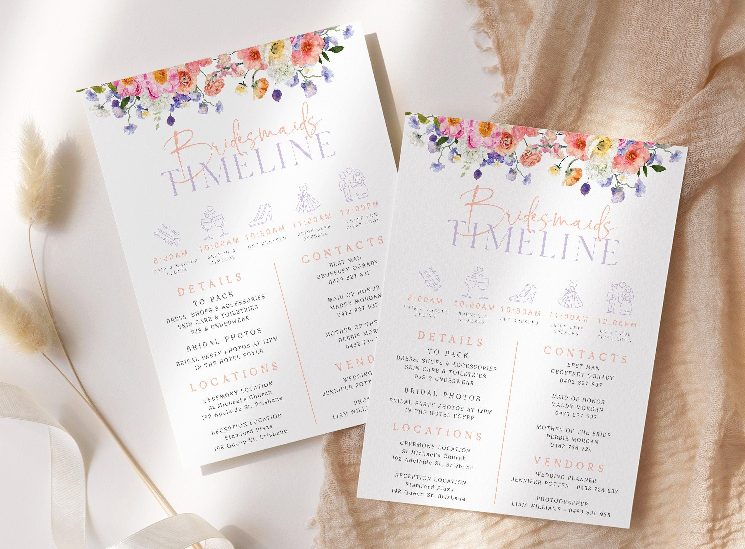 Wedding Timeline Ella - THE SUNDAE CREATIVE