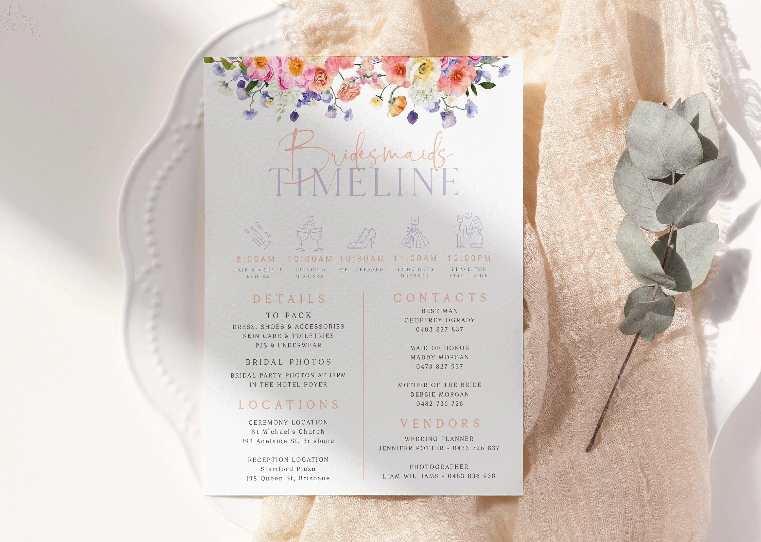 Wedding Timeline Ella - THE SUNDAE CREATIVE