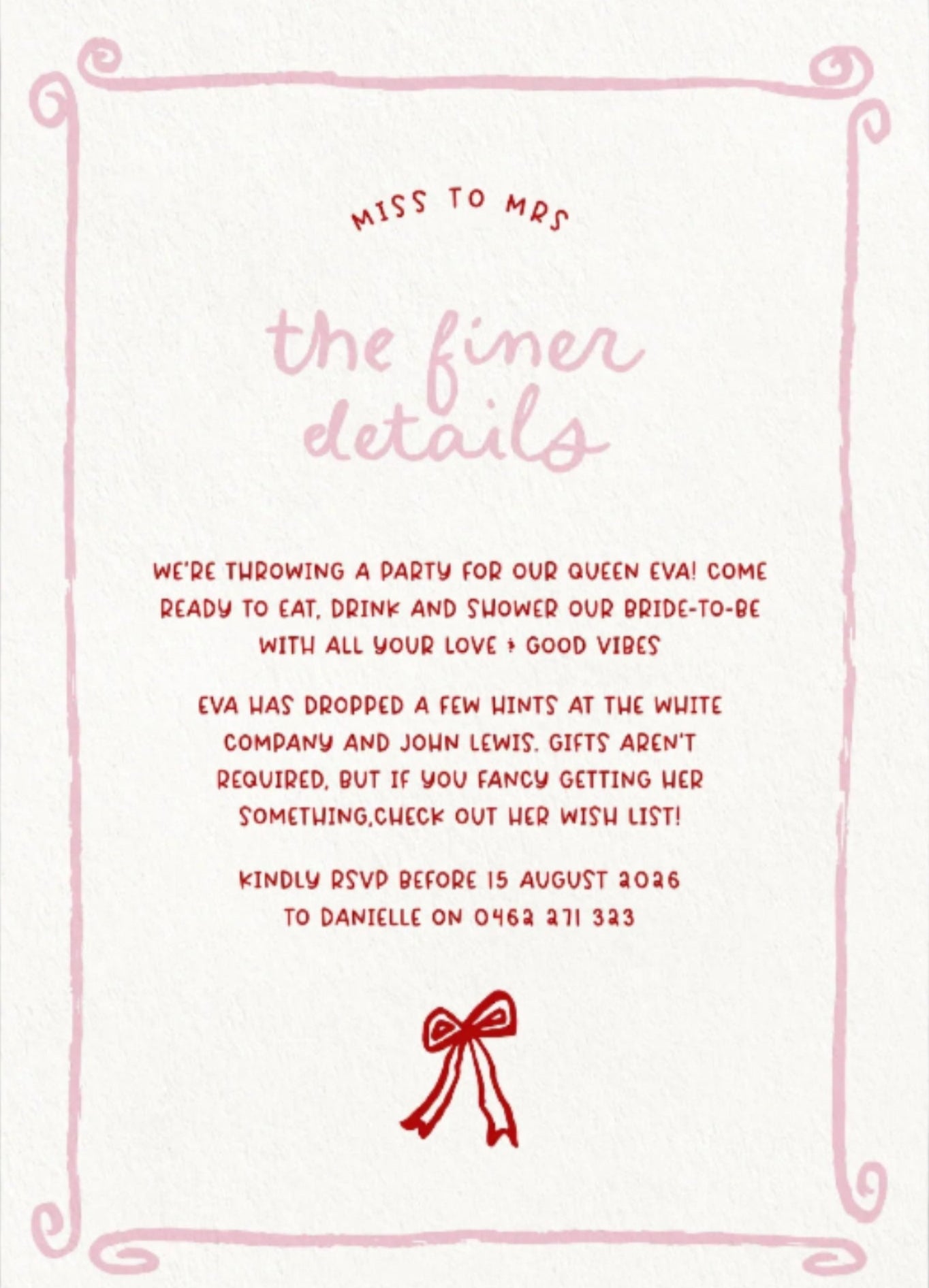 ERA Pink Red Cherry Bow Bridal Shower Invitation | Instant Download | Editable Bachelorette Invitation | Bridal Invite templett