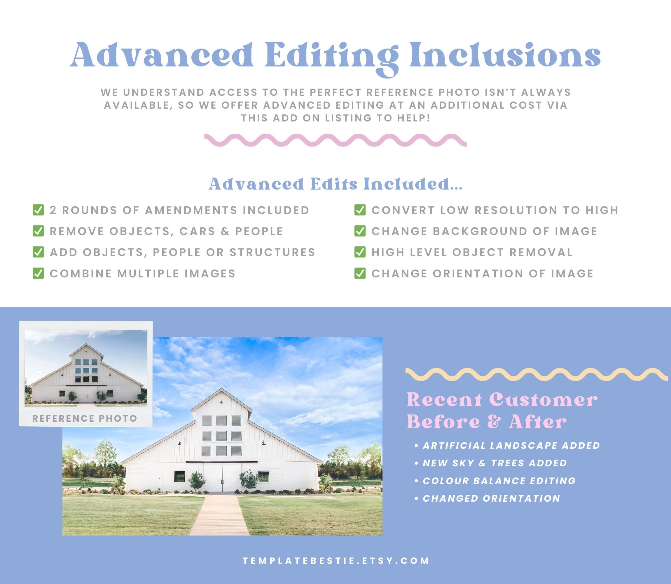 ADD ON - Intensive Image Editing Request, Major Editing for Custom Digital Watercolour Wedding Venue Illustration