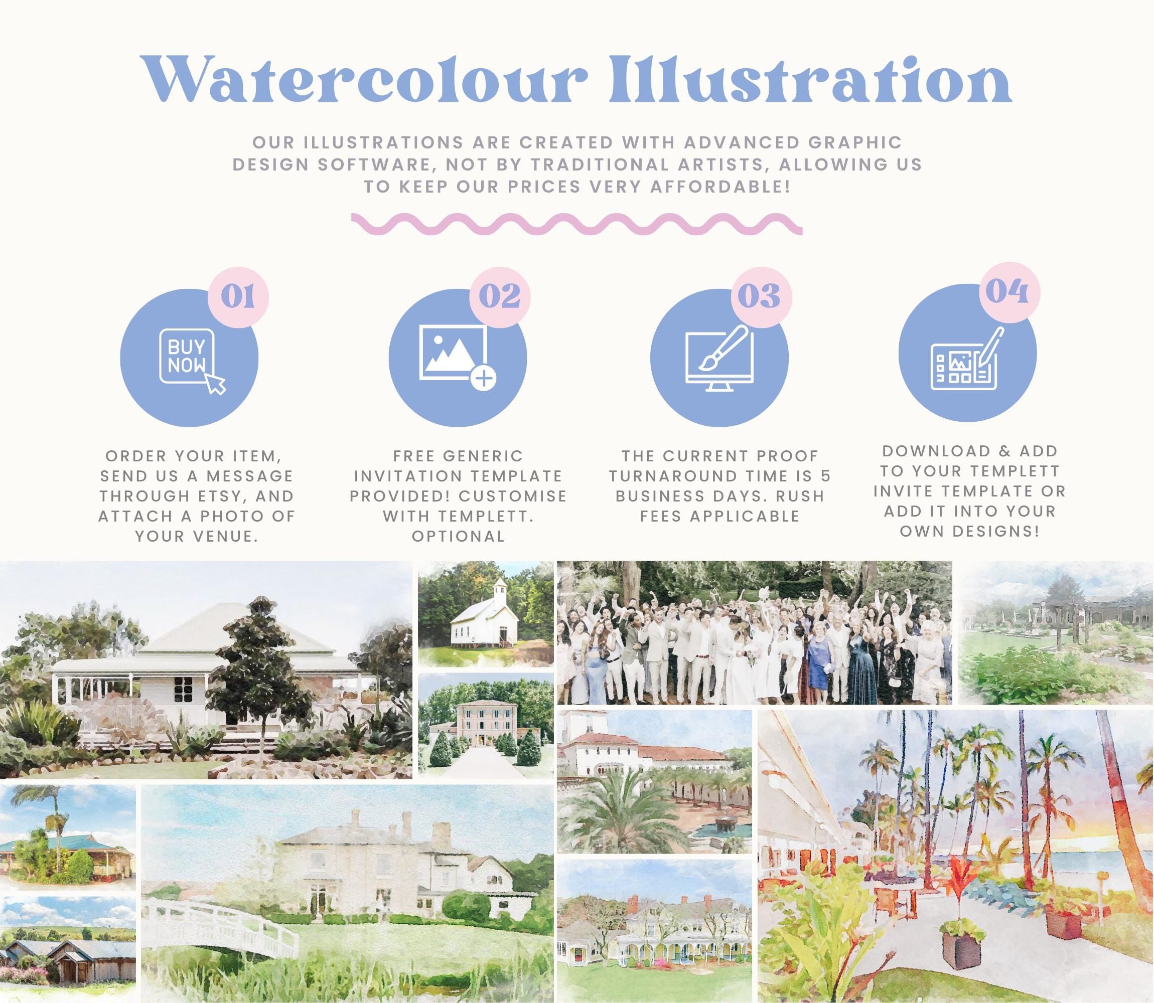 ADD ON - Intensive Image Editing Request, Major Editing for Custom Digital Watercolour Wedding Venue Illustration