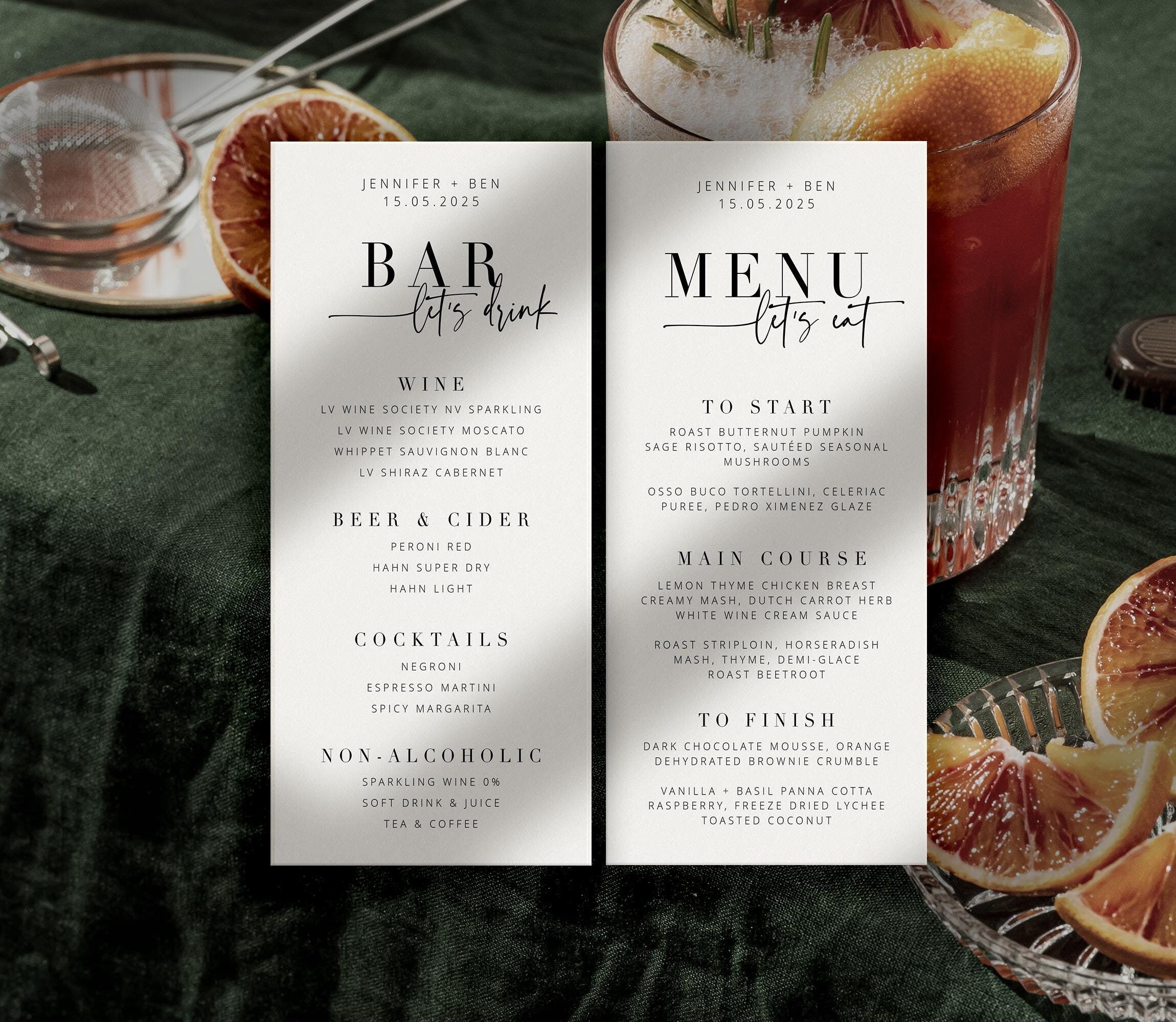 BRIBIE Modern Wedding Menu Template, Minimal Menu Card Border, Printable Party Menu Template, Simple Menu Wedding Templett