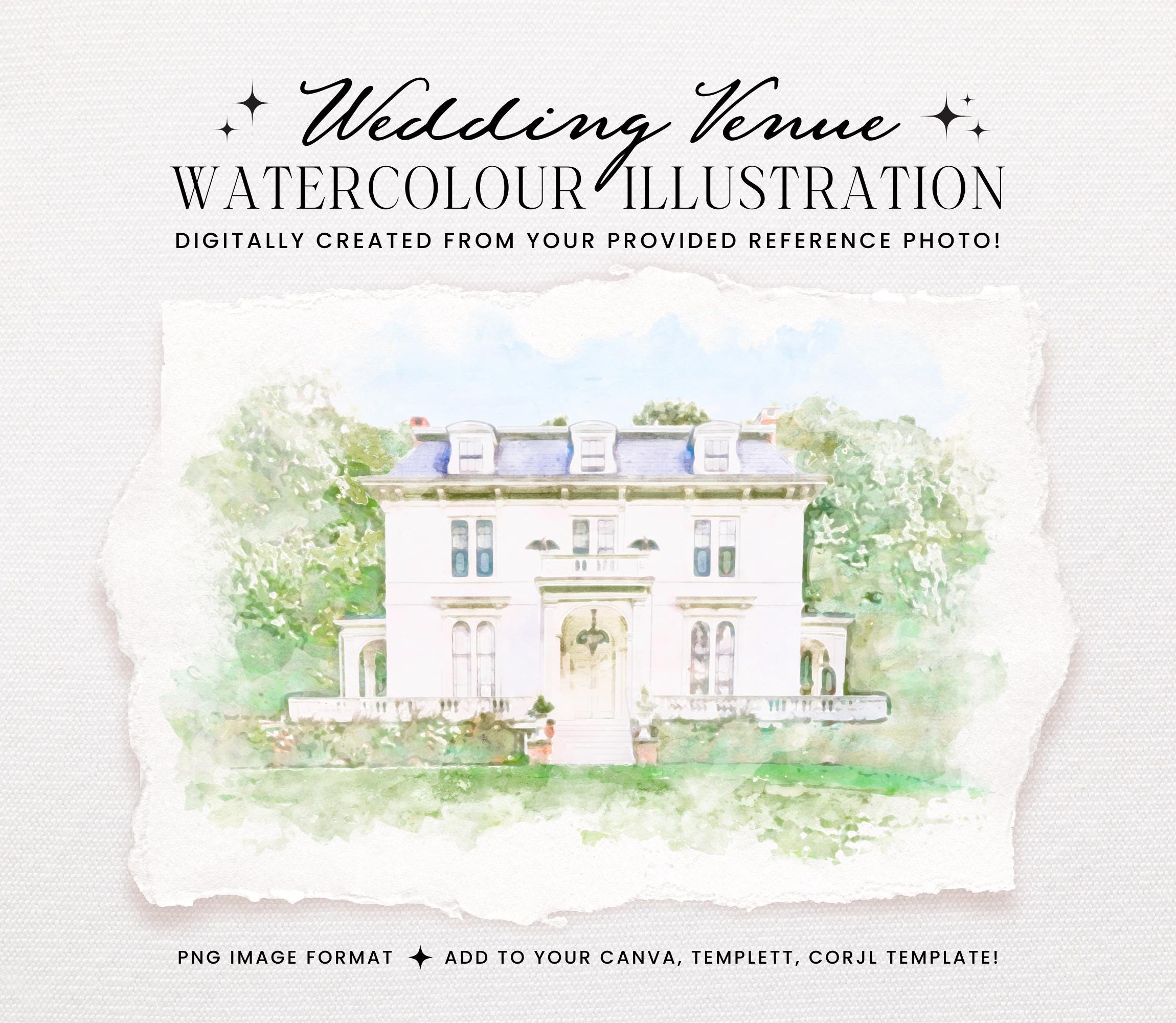 ADD ON - Intensive Image Editing Request, Major Editing for Custom Digital Watercolour Wedding Venue Illustration