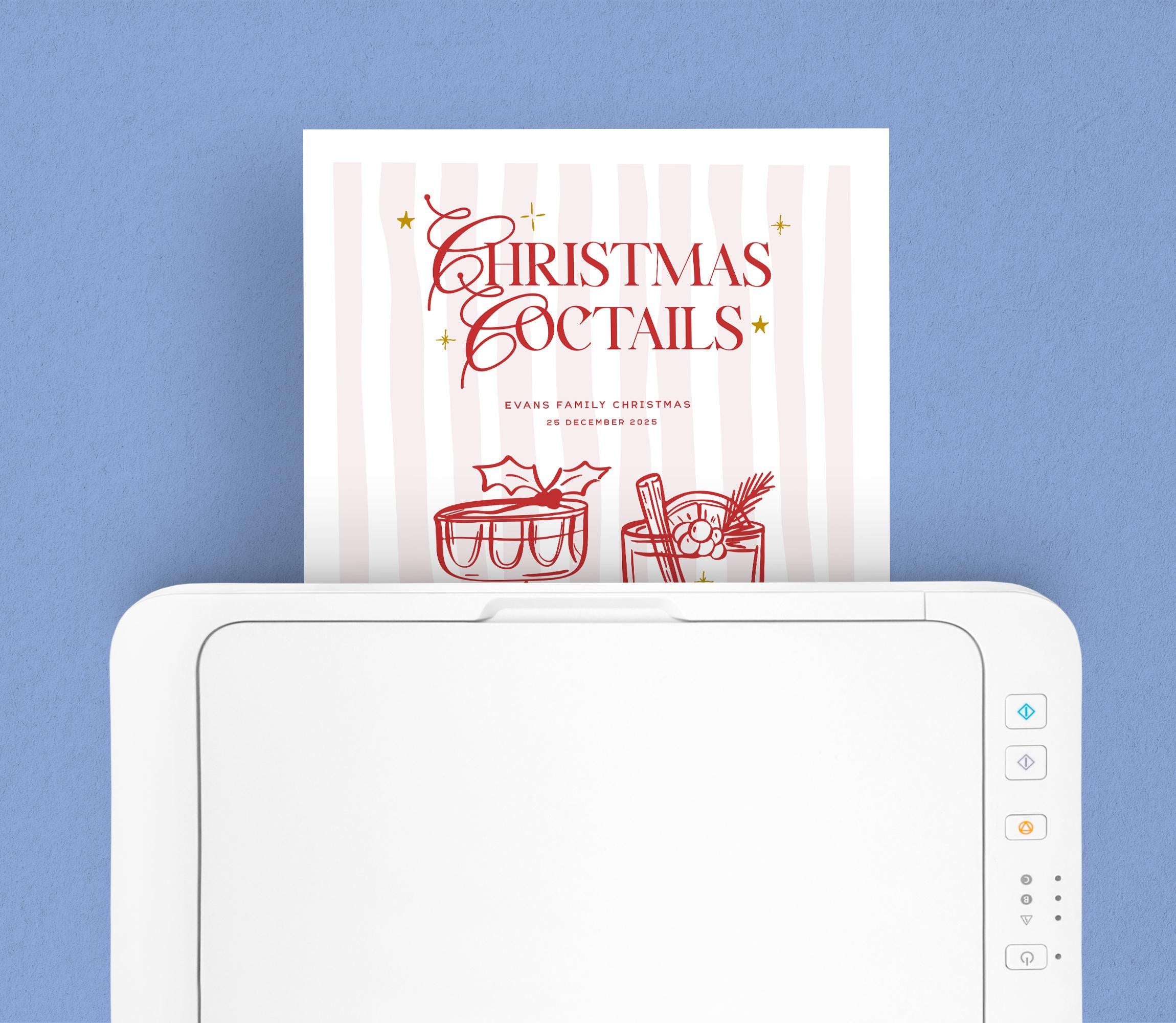 Whimsical Christmas Cocktails Sign Template, Printable Cocktail Bar Menu Template, Instant Download Template Signage, Templett Editable