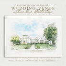 Watercolour Wedding Venue Illustration, Digital Download, DIY Invitations, Custom Wedding Venue Gift, Venue Painting Photo