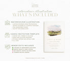 Custom Wedding Venue Watercolour Illustration, Digital Download Invite & Canva Template for Your Perfect Wedding