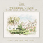 Wedding Venue Watercolour Art, Digital Download, Custom Illustration, Unique Wedding Invitation, Watercolor Venue Illustration