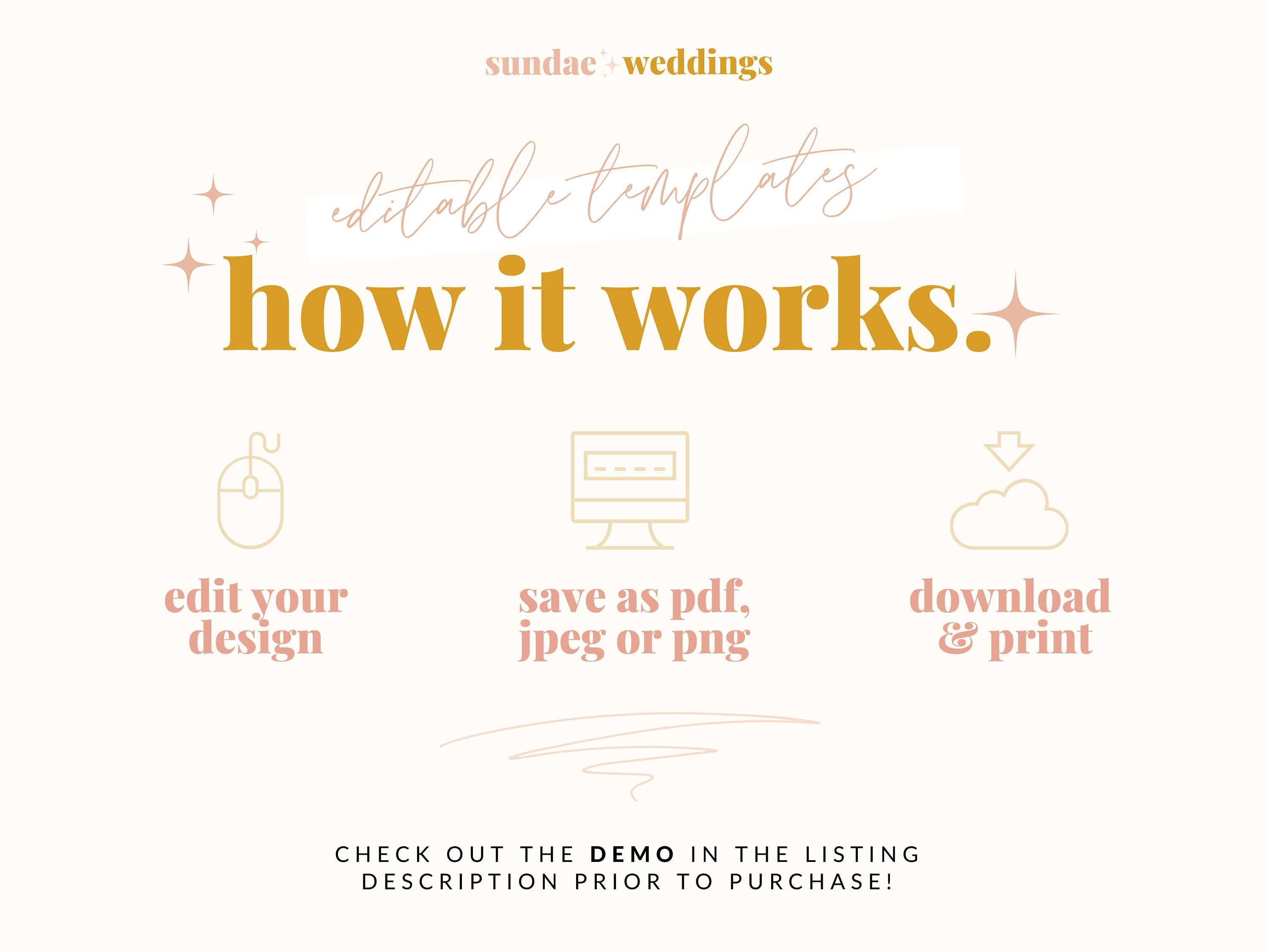 Floral Wedding Menu Template - Ruby - The Sundae Creative