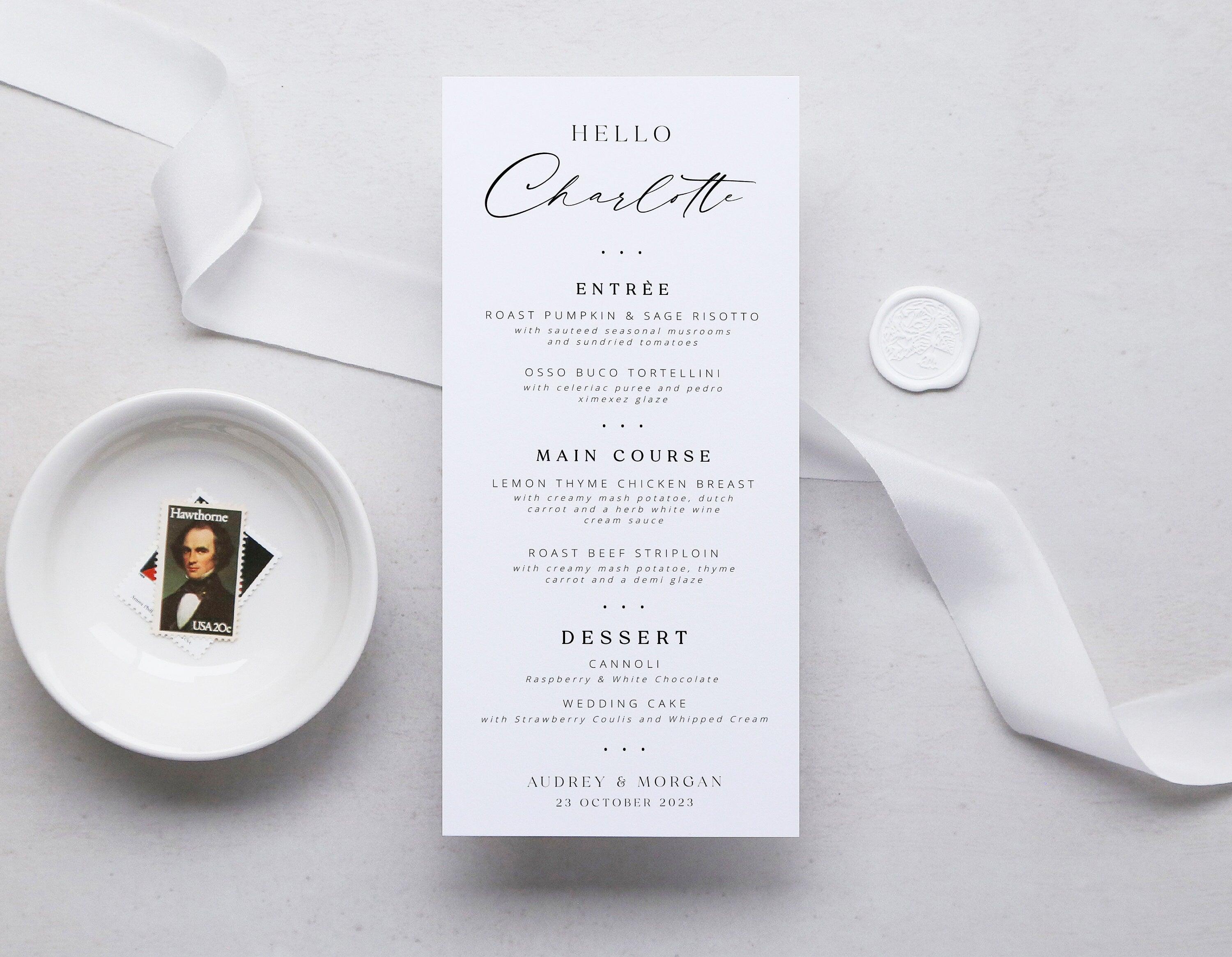 Guest Wedding Menu - Audrey - The Sundae Creative