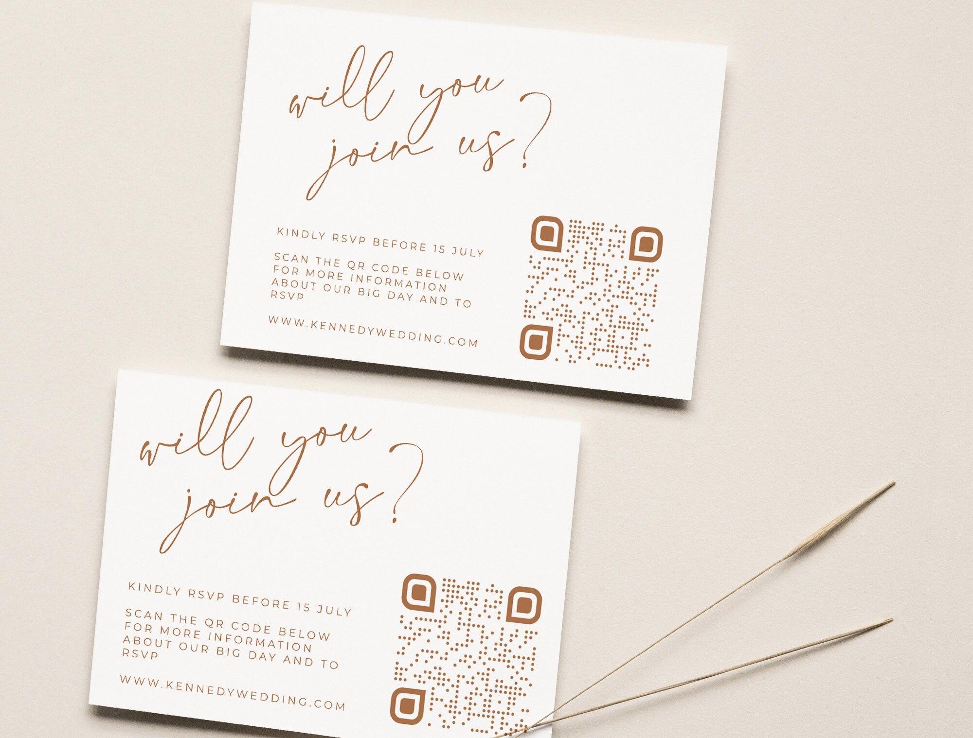 Boho Wedding QR RSVP Card - Bellmere - The Sundae Creative