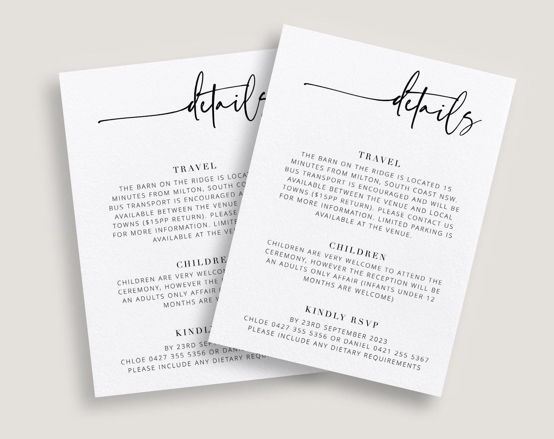 Wedding Details Card - Bribie - The Sundae Creative