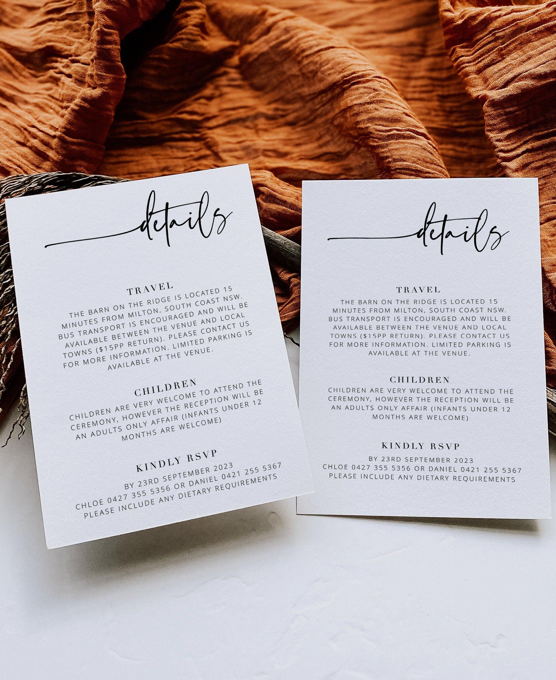 Wedding Details Card - Bribie - The Sundae Creative