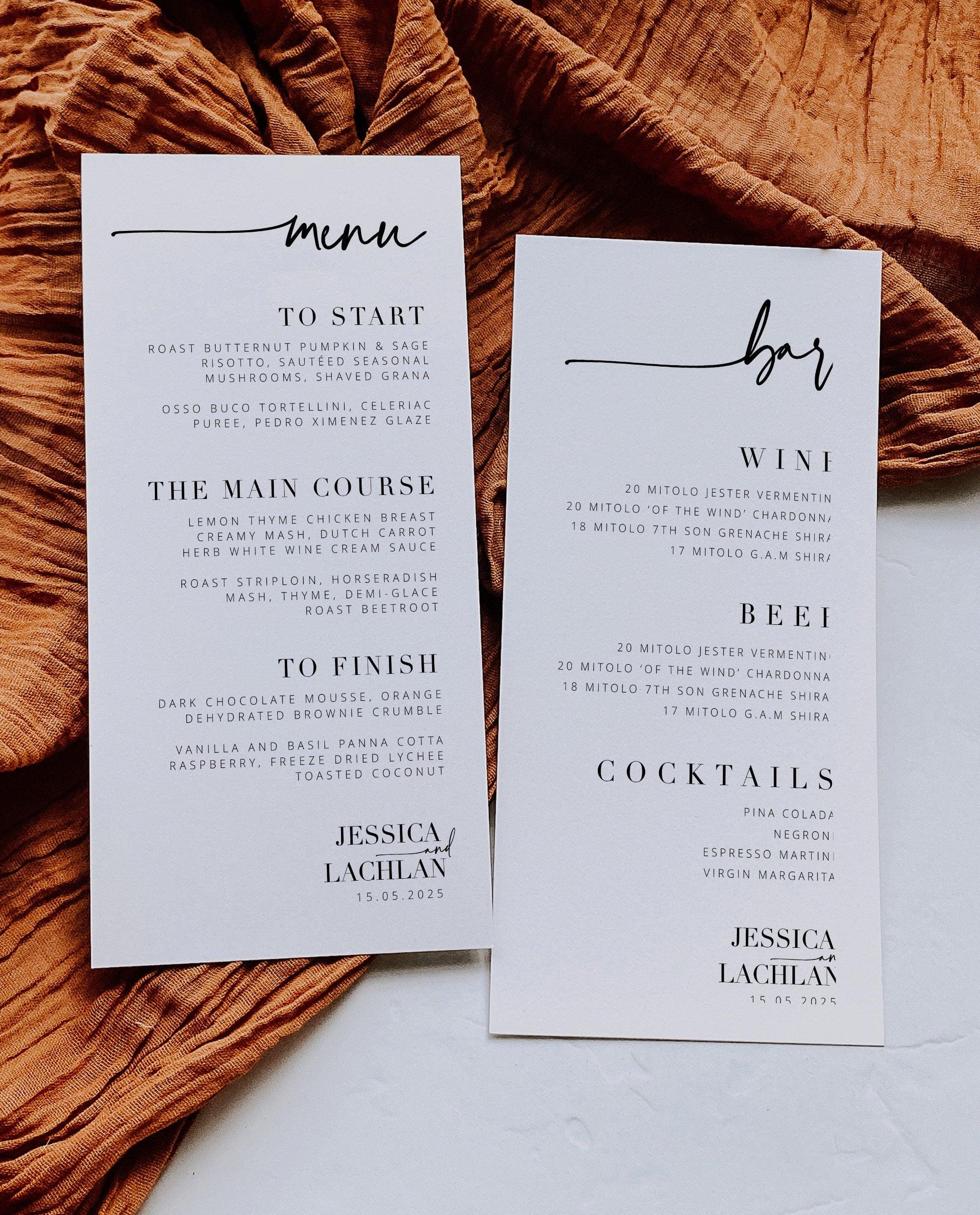 Wedding Menu - Bribie - The Sundae Creative