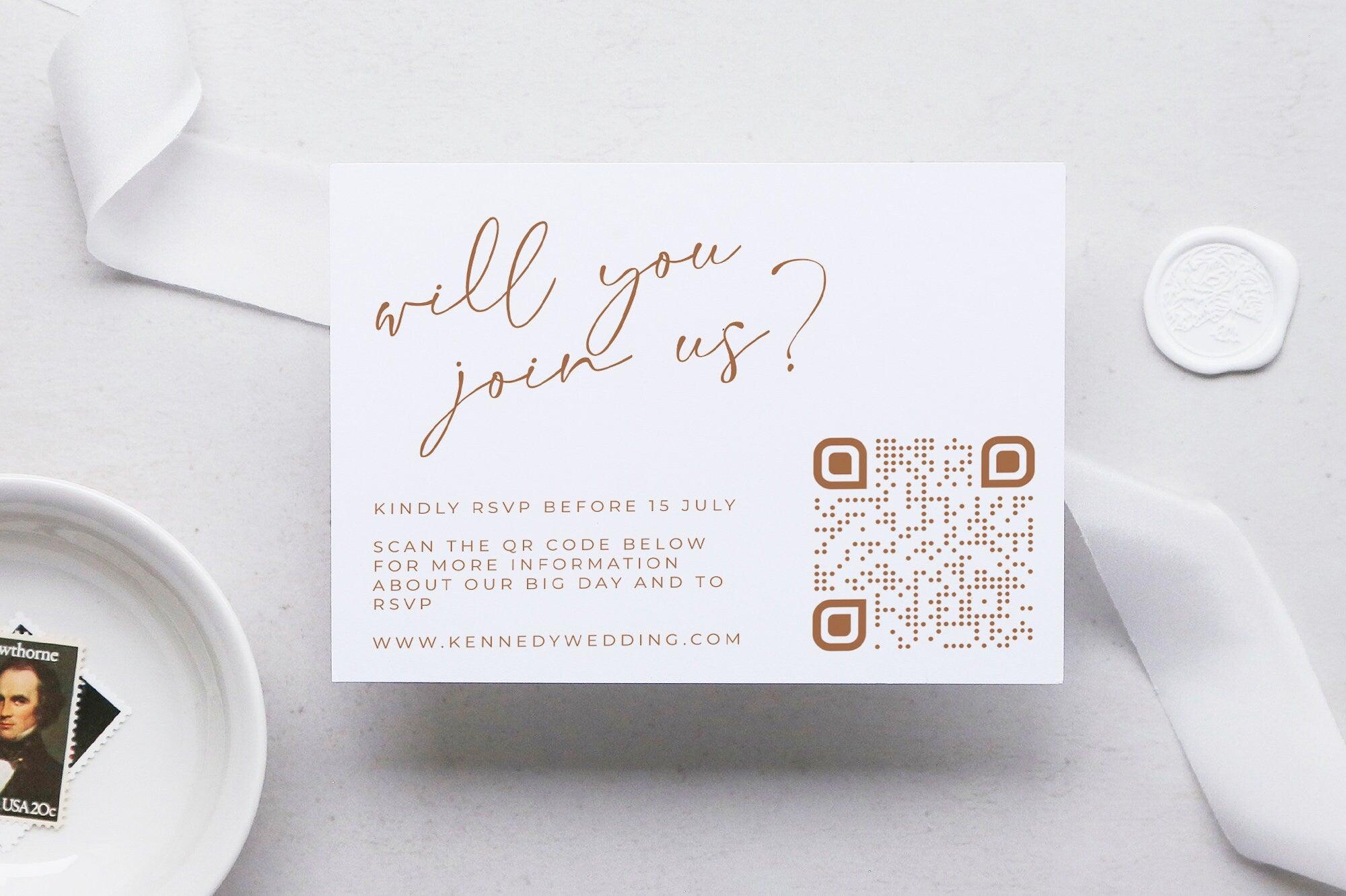 Boho Wedding QR RSVP Card - Bellmere - The Sundae Creative