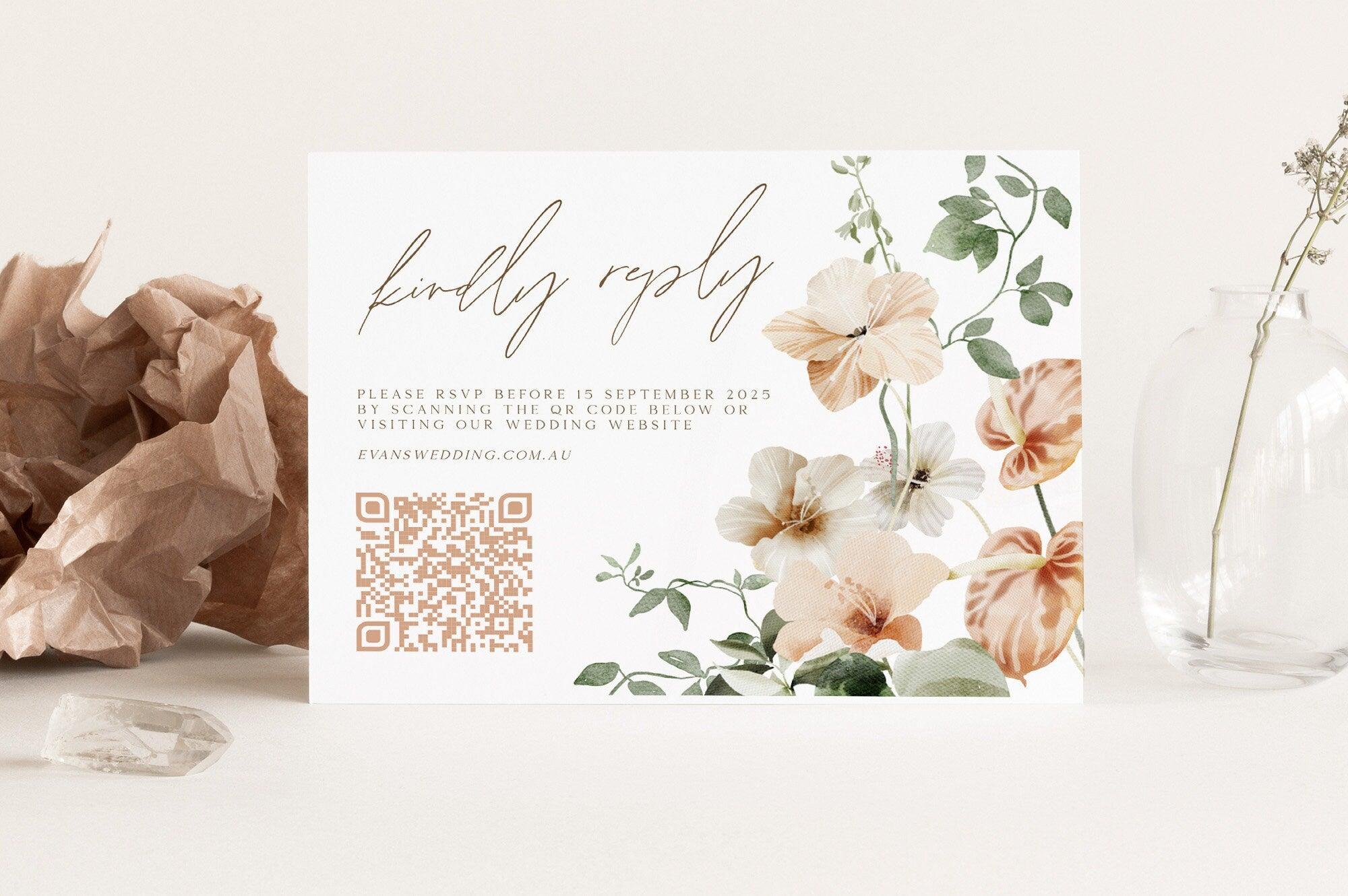 Tropical Wedding RSVP QR Card - Bali - The Sundae Creative