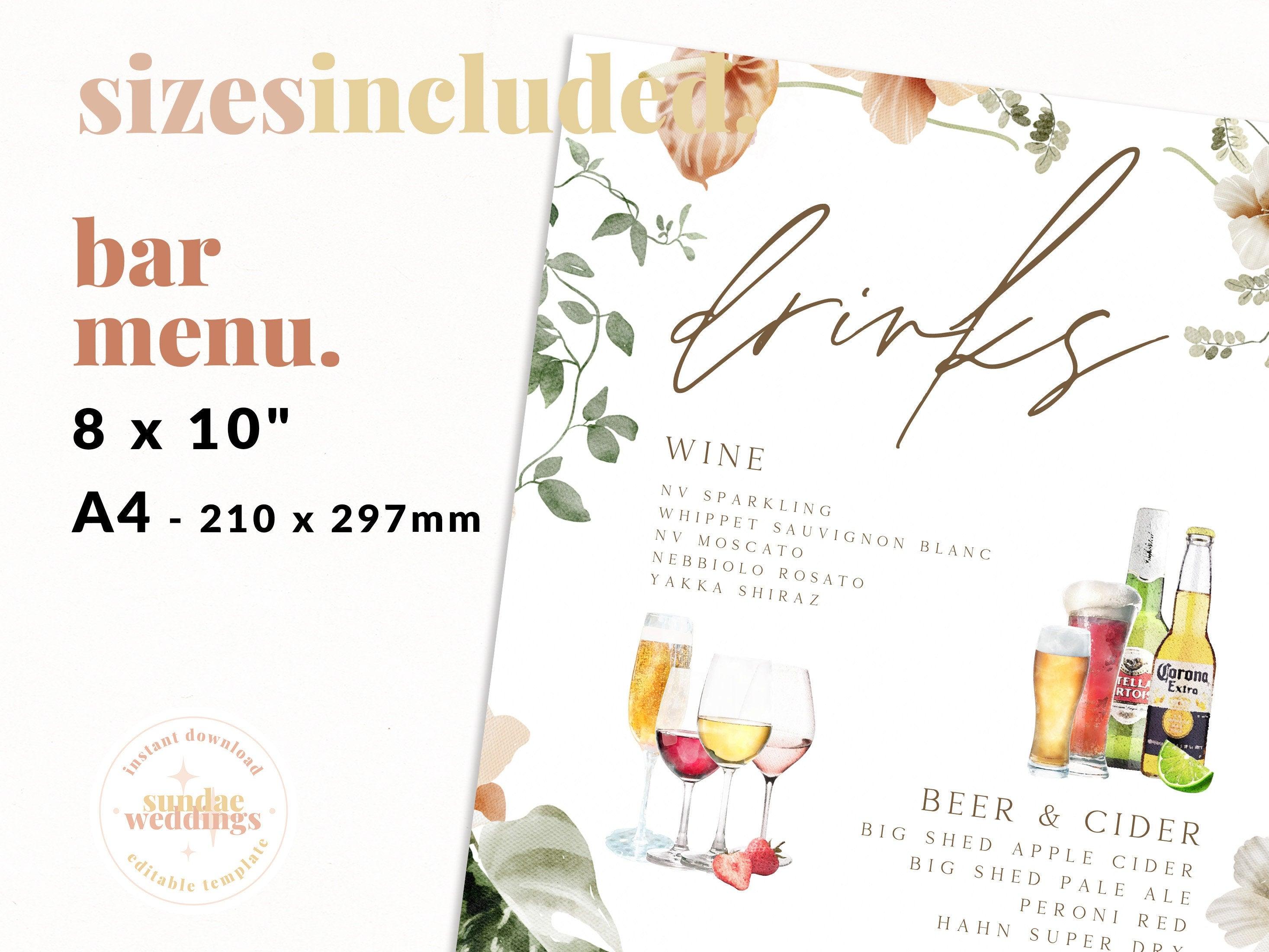 Tropical Bar Menu Template Bali - The Sundae Creative