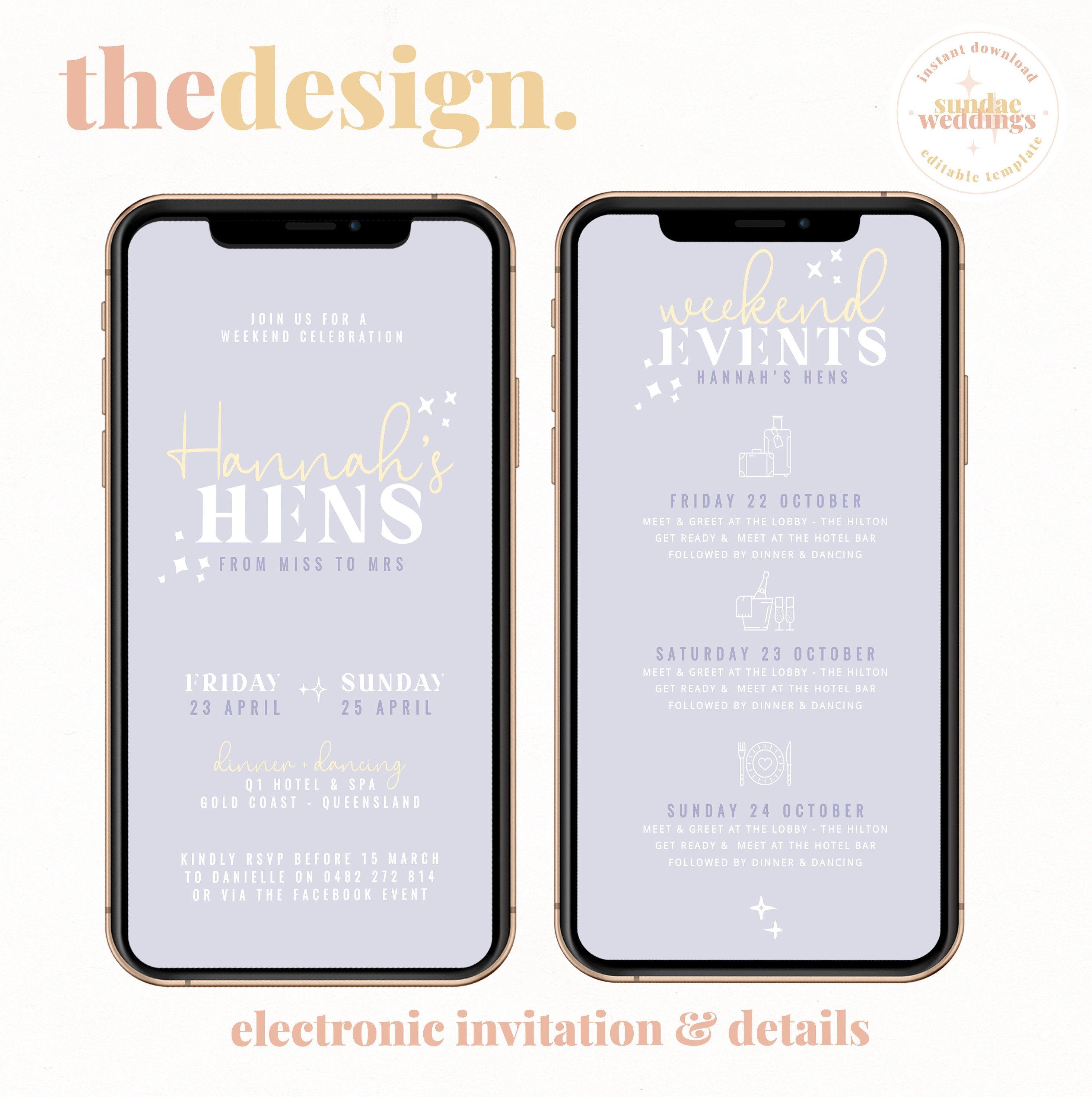 Electronic Hens Night Invitation - Stars - The Sundae Creative