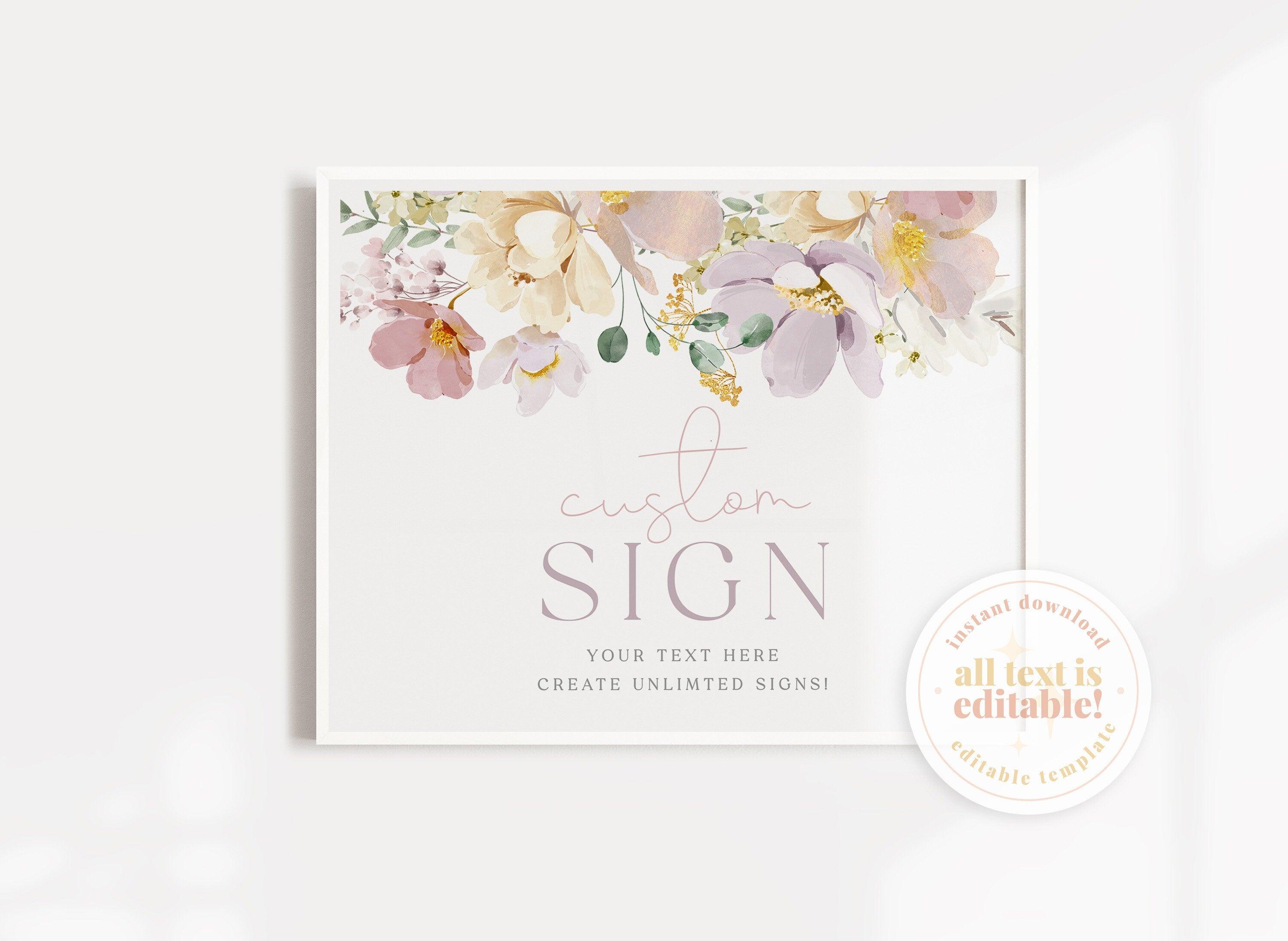 Baby Shower Custom Text Sign Template - Ruby - The Sundae Creative