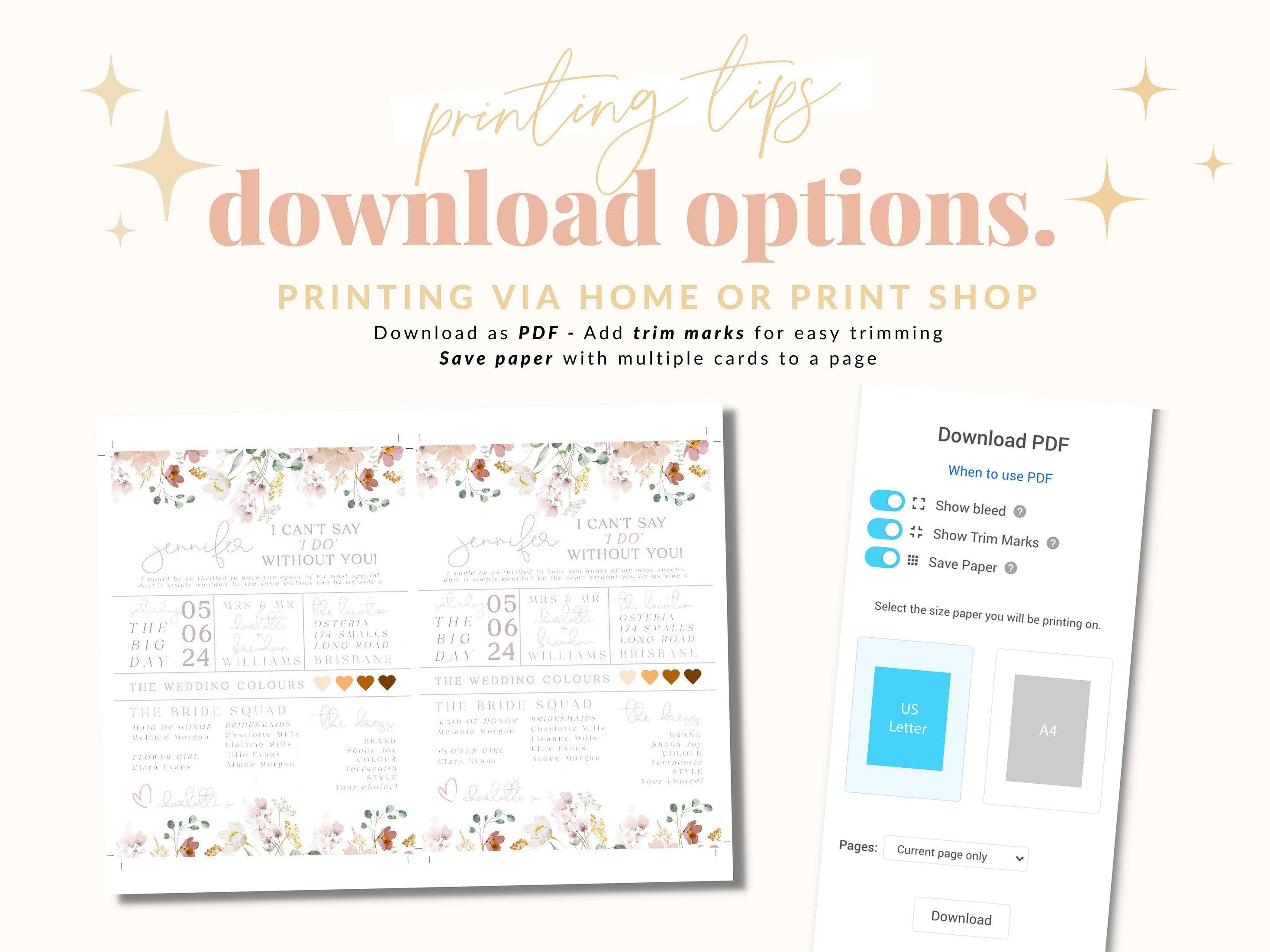 Bridesmaid Info Card Template - Ruby - The Sundae Creative