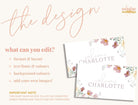 Floral Baby Shower Placecard Template - Ruby - The Sundae Creative