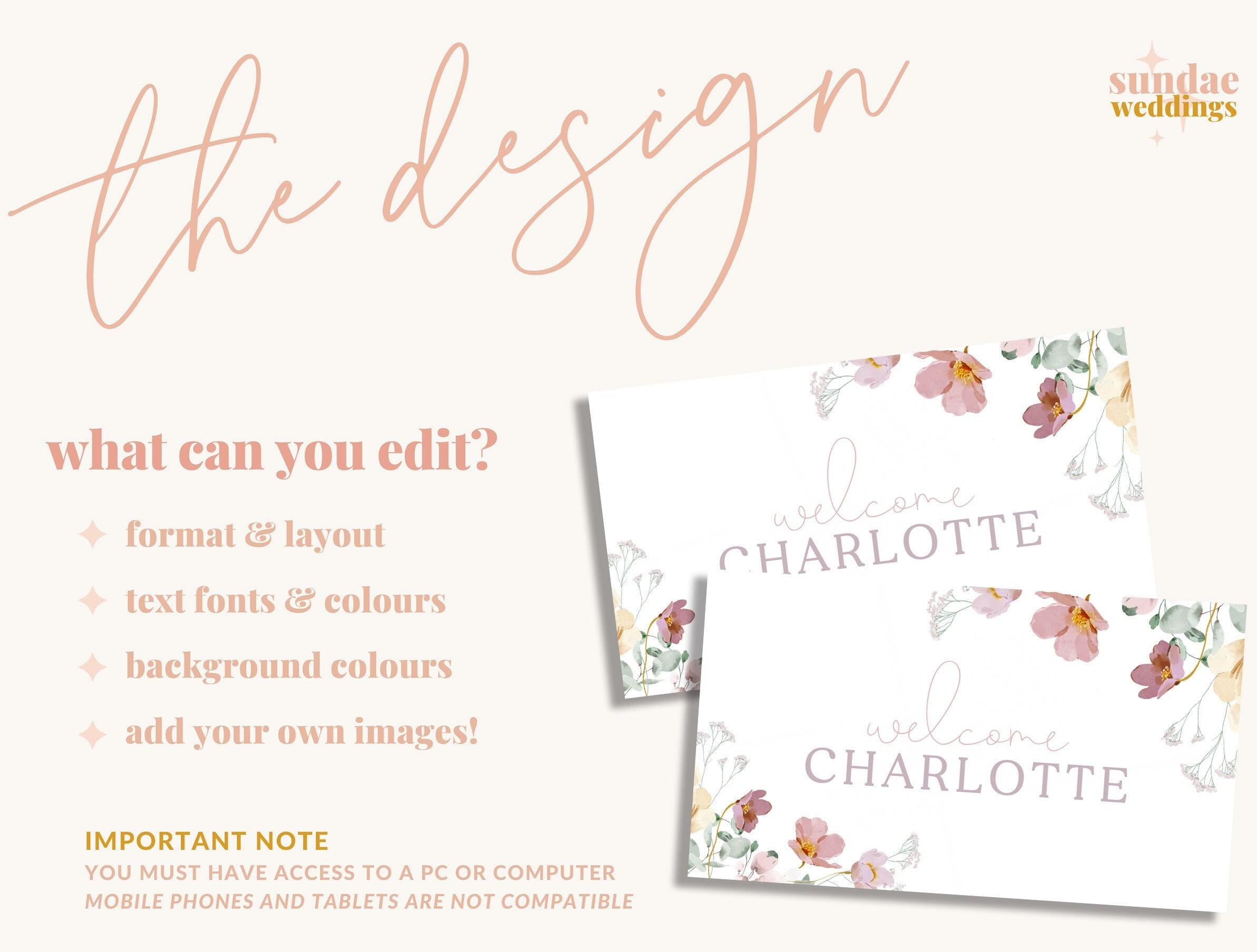Floral Baby Shower Placecard Template - Ruby - The Sundae Creative