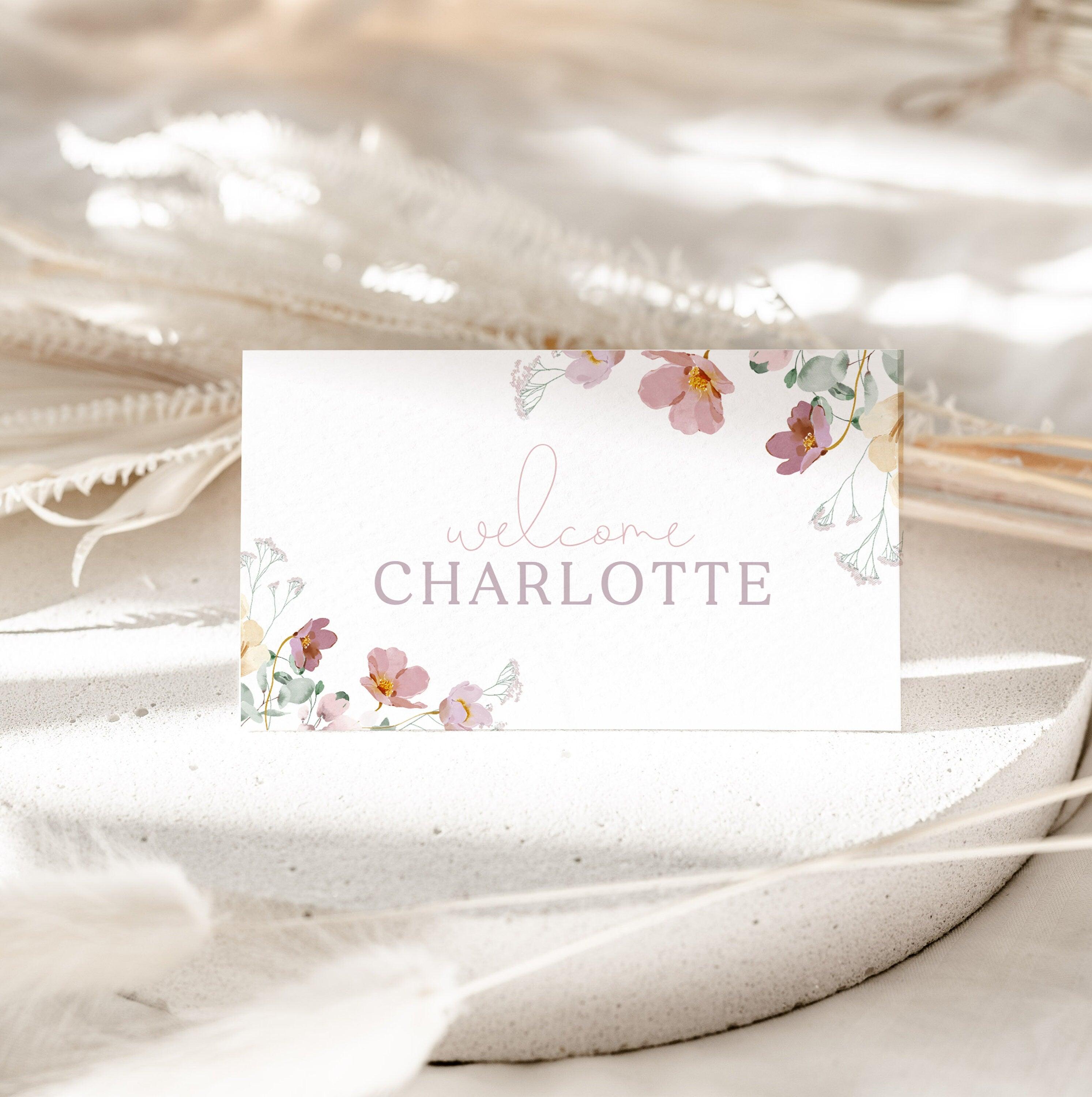 Floral Baby Shower Placecard Template - Ruby - The Sundae Creative