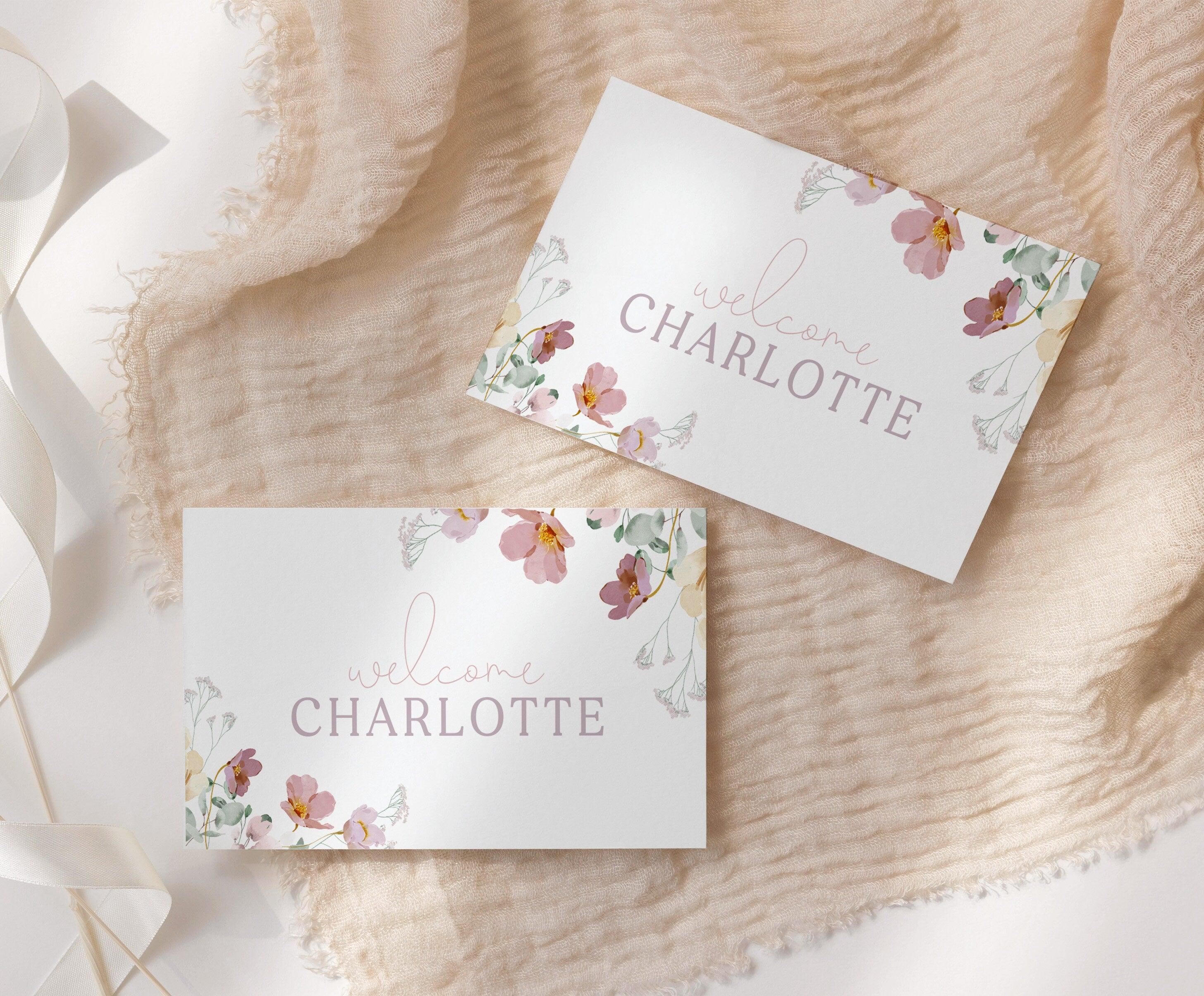 Floral Baby Shower Placecard Template - Ruby - The Sundae Creative