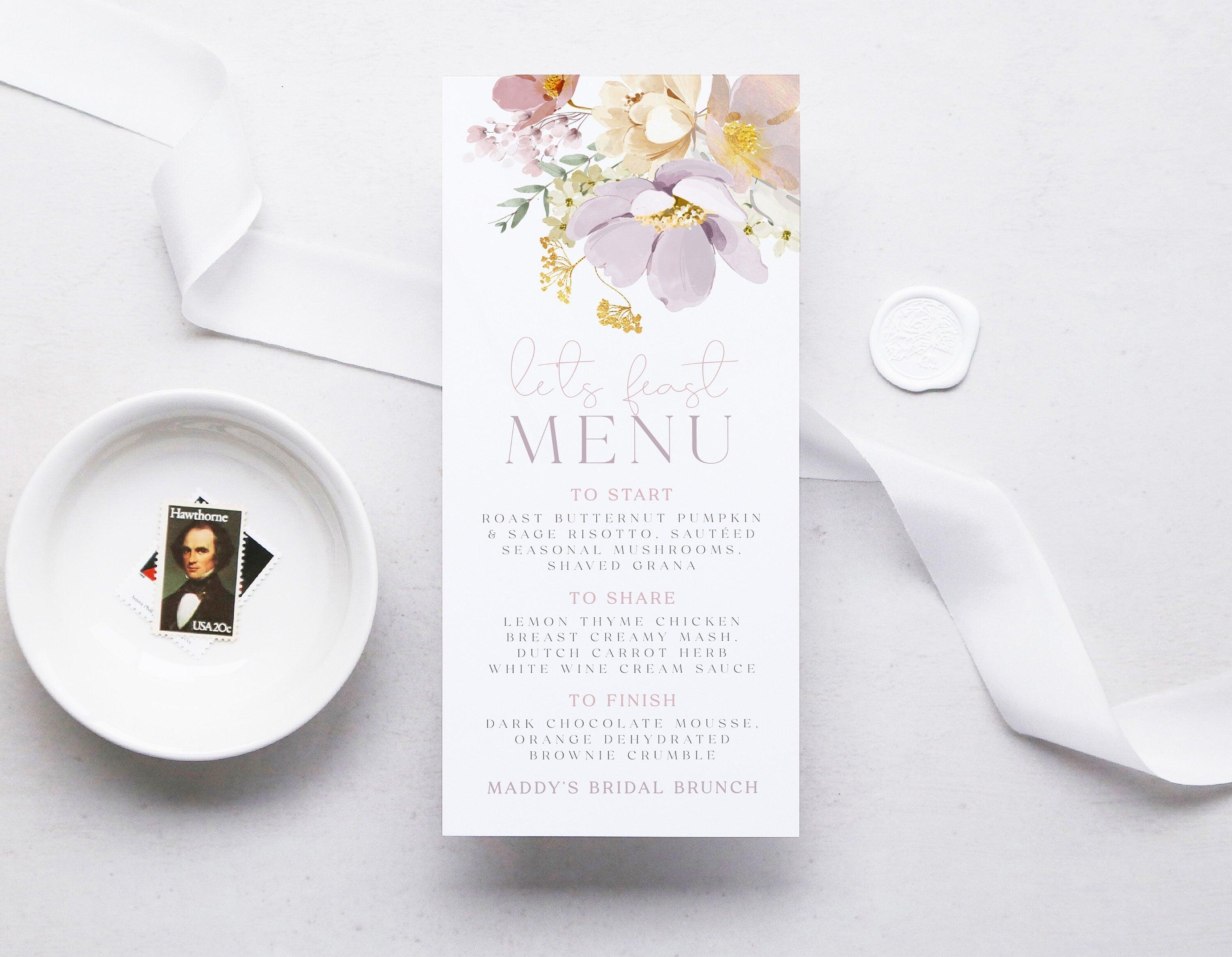 Floral Wedding Menu Template - Ruby - The Sundae Creative