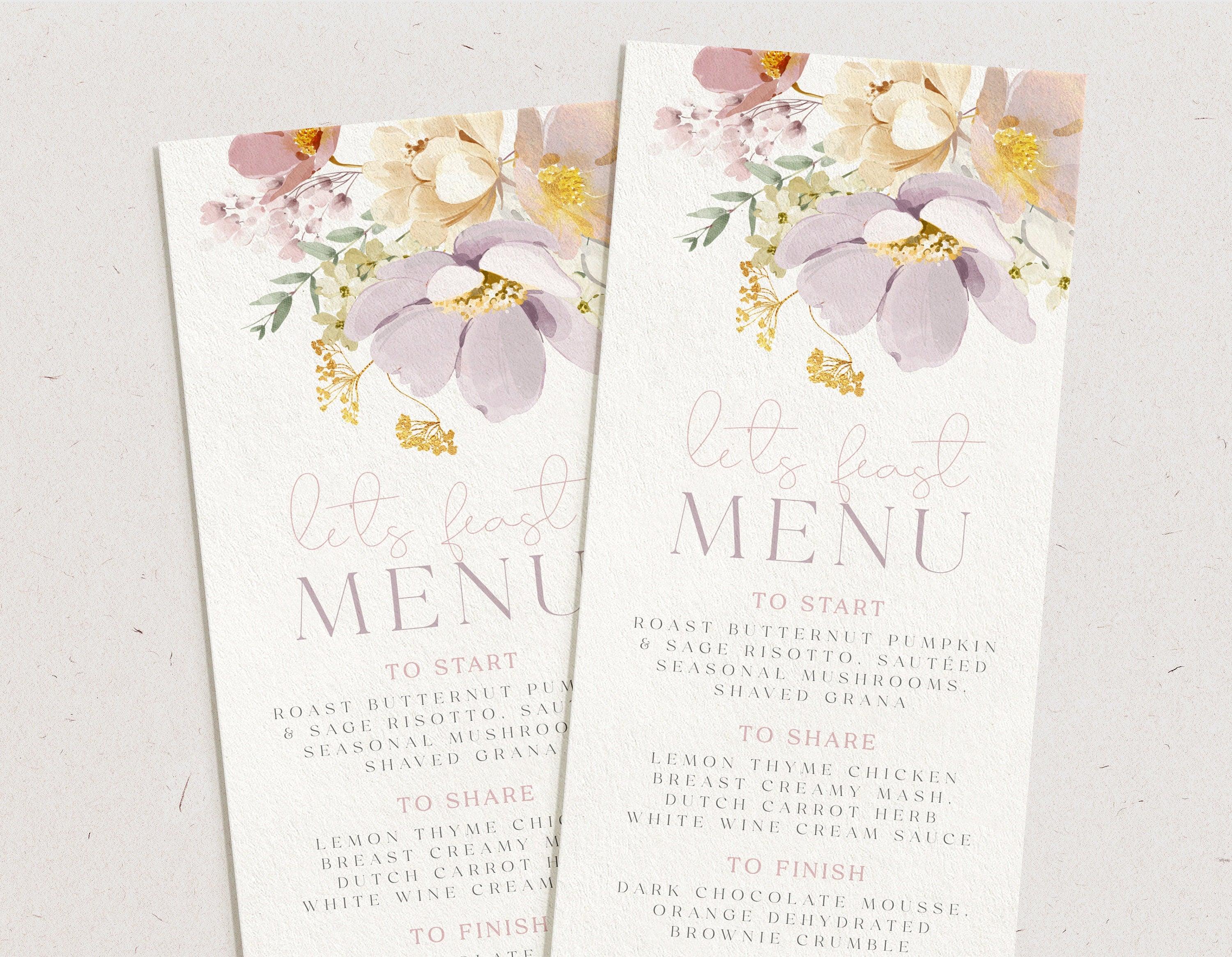 Floral Bridal Shower Menu Template - Ruby - The Sundae Creative