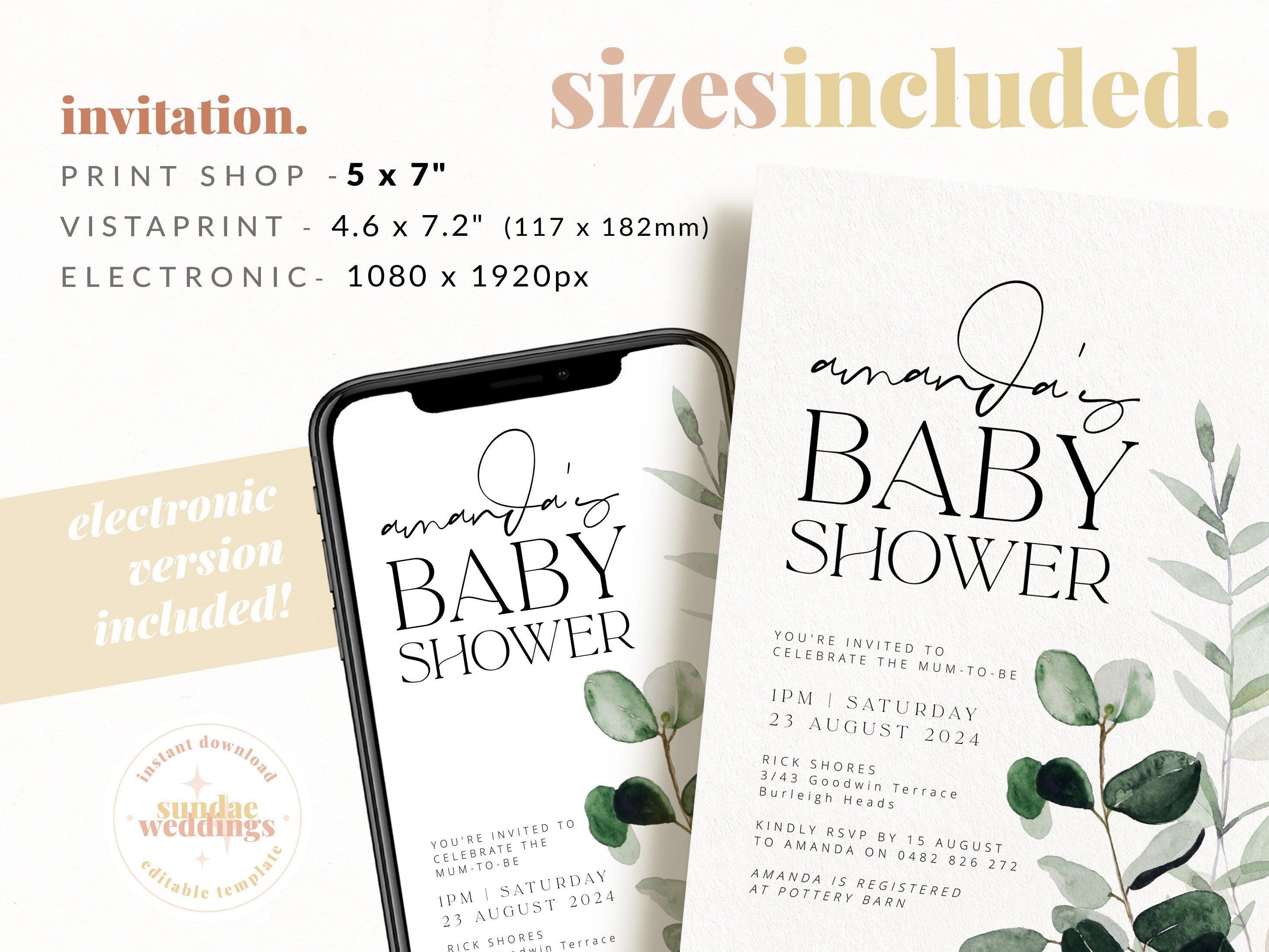 Greenery Baby Shower Invite Template - Beachmere - The Sundae Creative