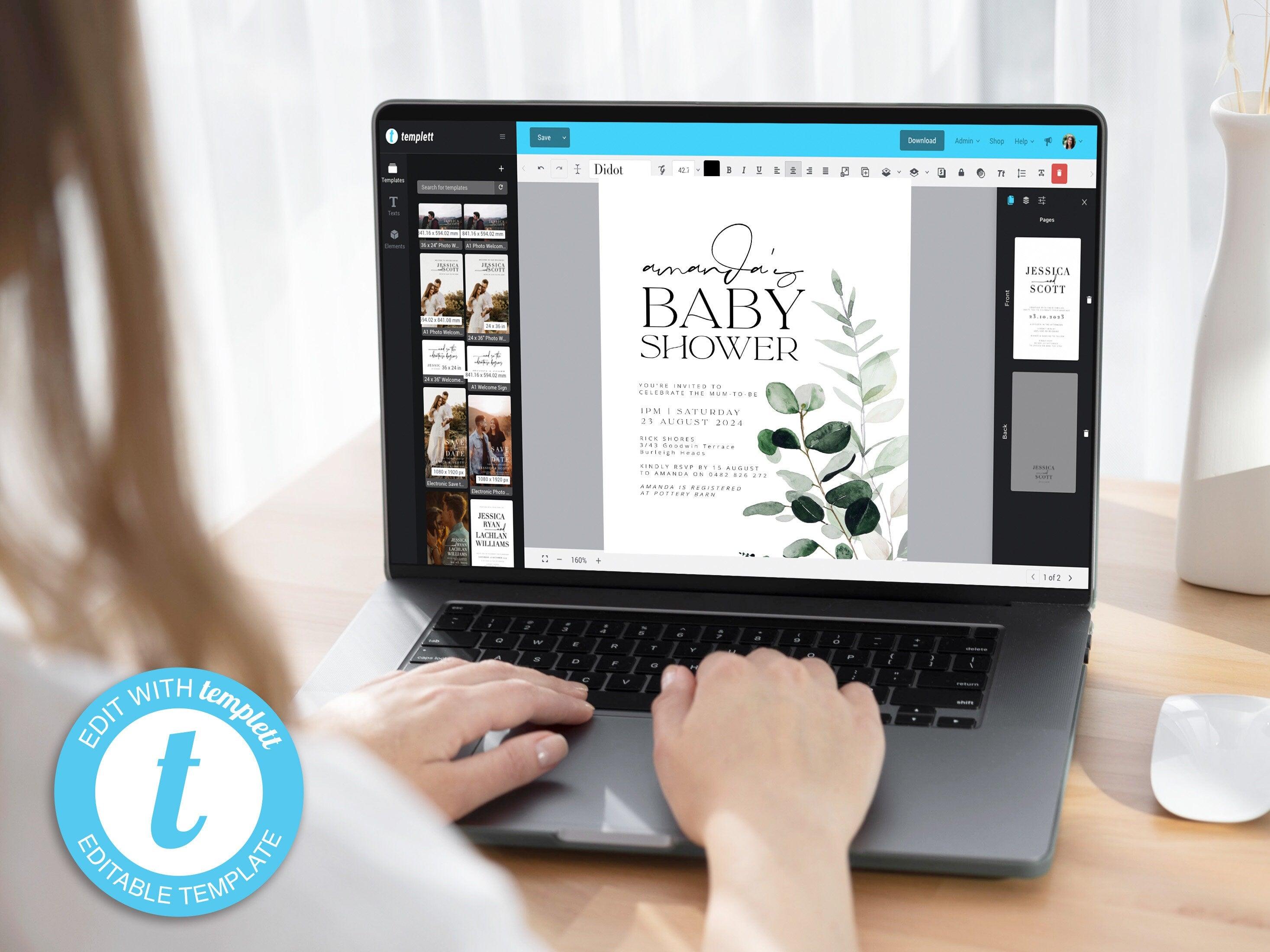 Greenery Baby Shower Invite Template - Beachmere - The Sundae Creative