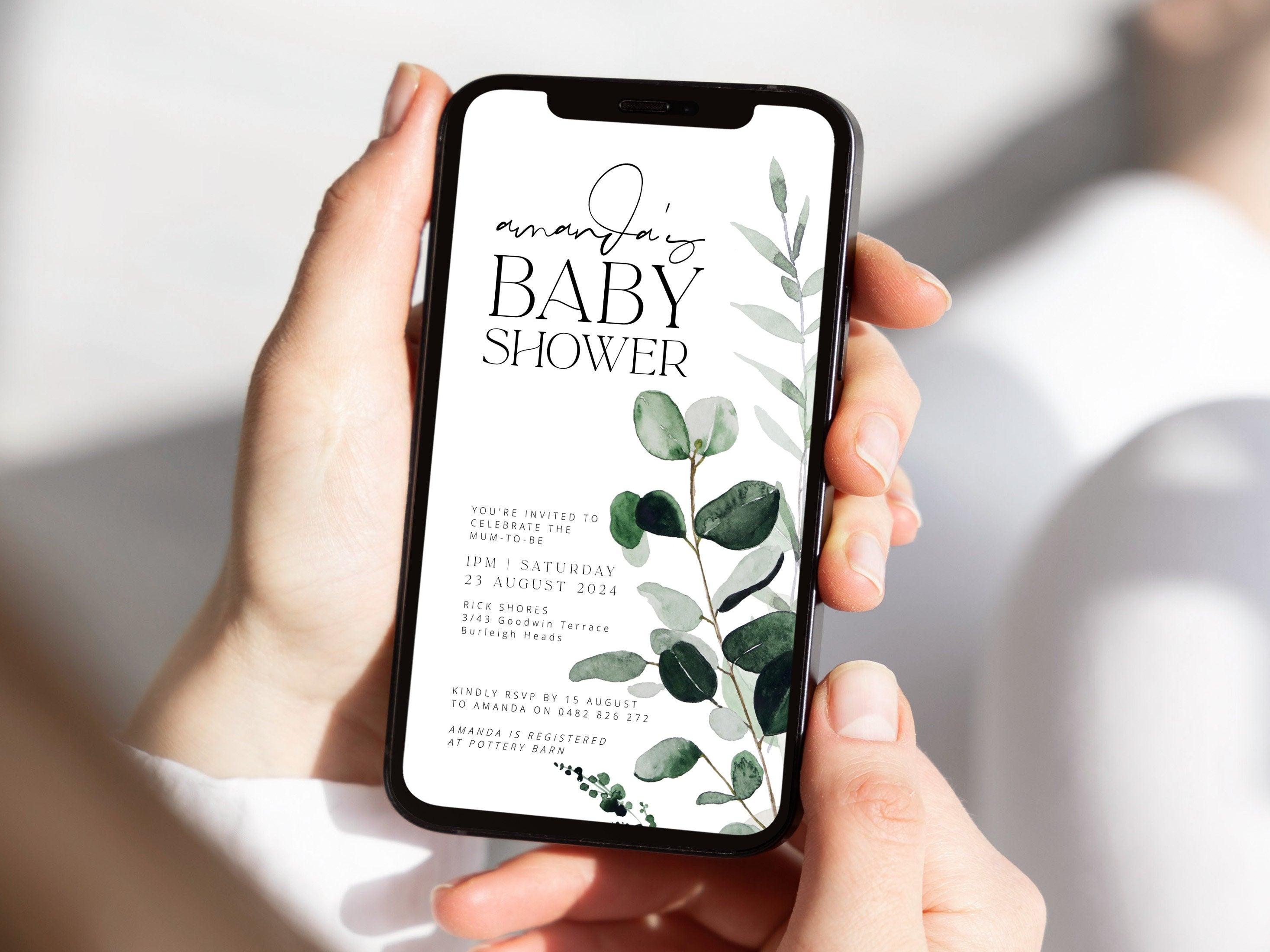 Digital Botanical Baby Shower Invitation - Beachmere - The Sundae Creative