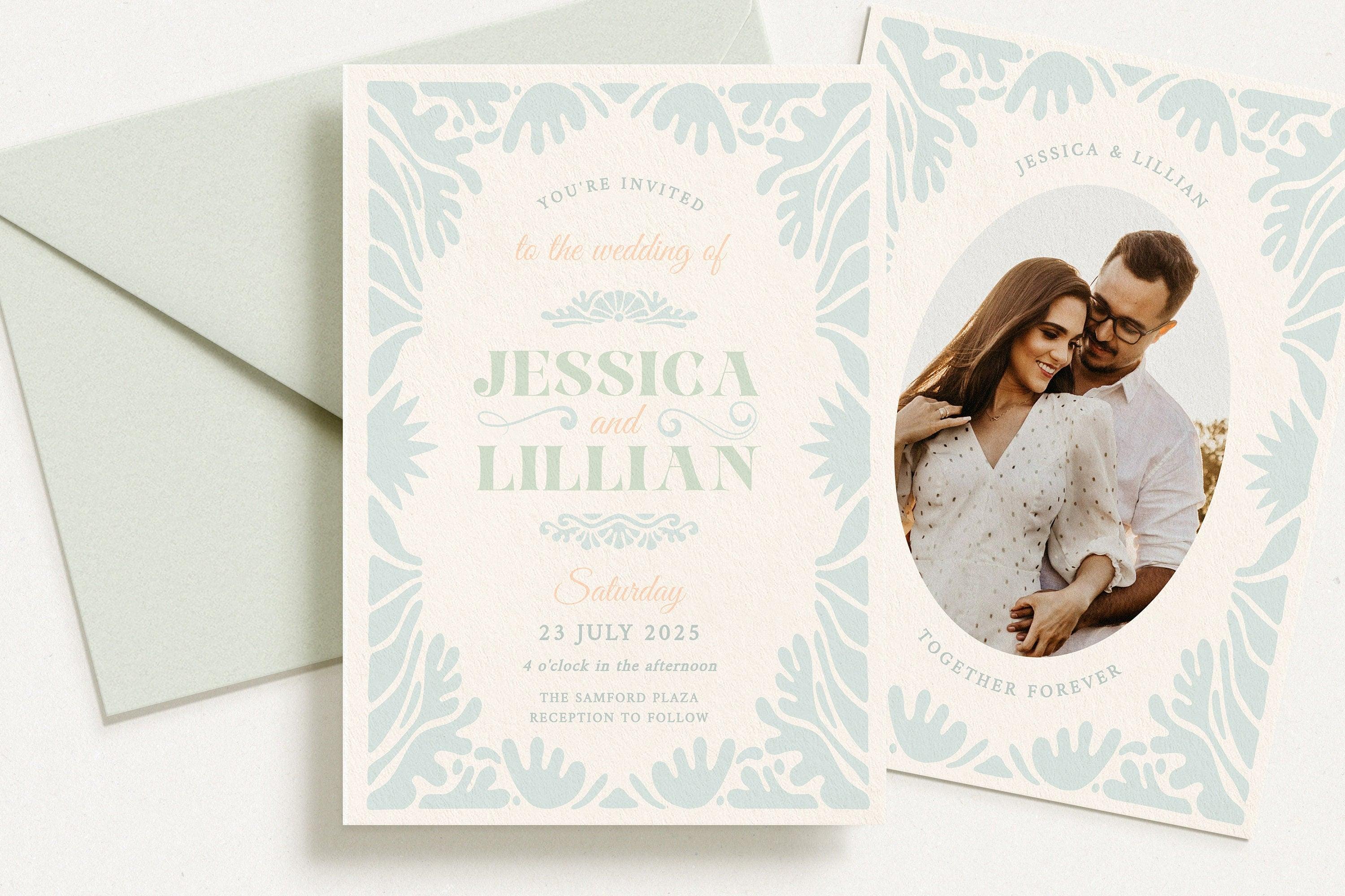 Bessie Wedding Invitation Template .Wedding Invitation .The Sundae Creative