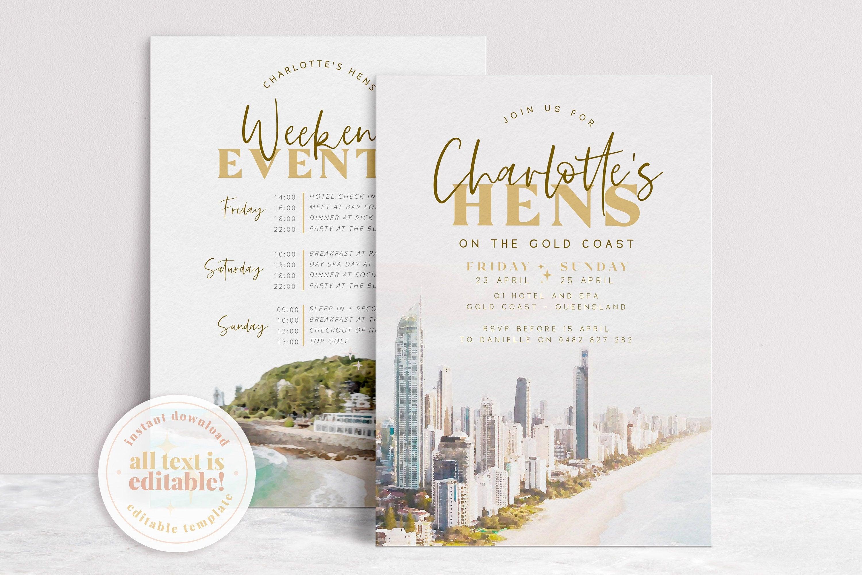 Gold Coast Hens Weekend invitation - Soriée - The Sundae Creative