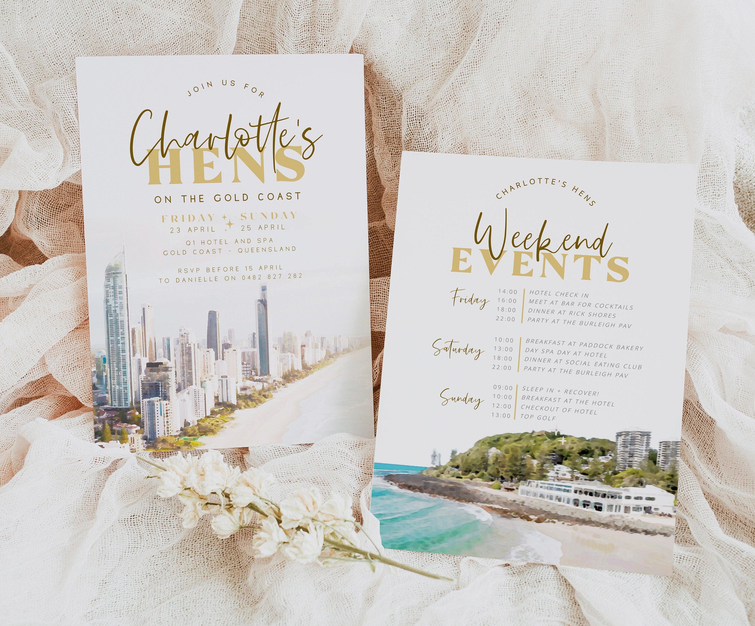 Gold Coast Hens Weekend invitation - Soriée - The Sundae Creative