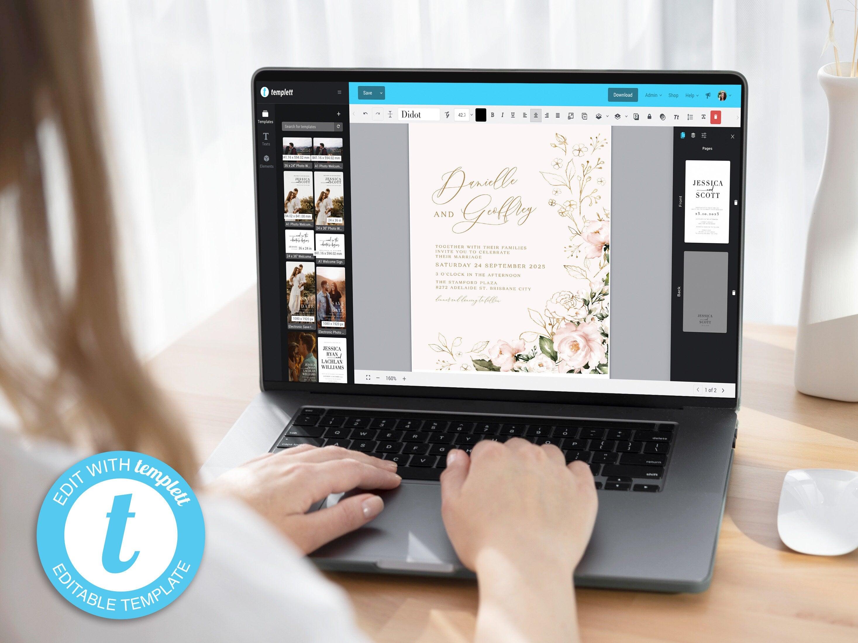 Chloe Wedding Invitation Template .Wedding Invitation .The Sundae Creative