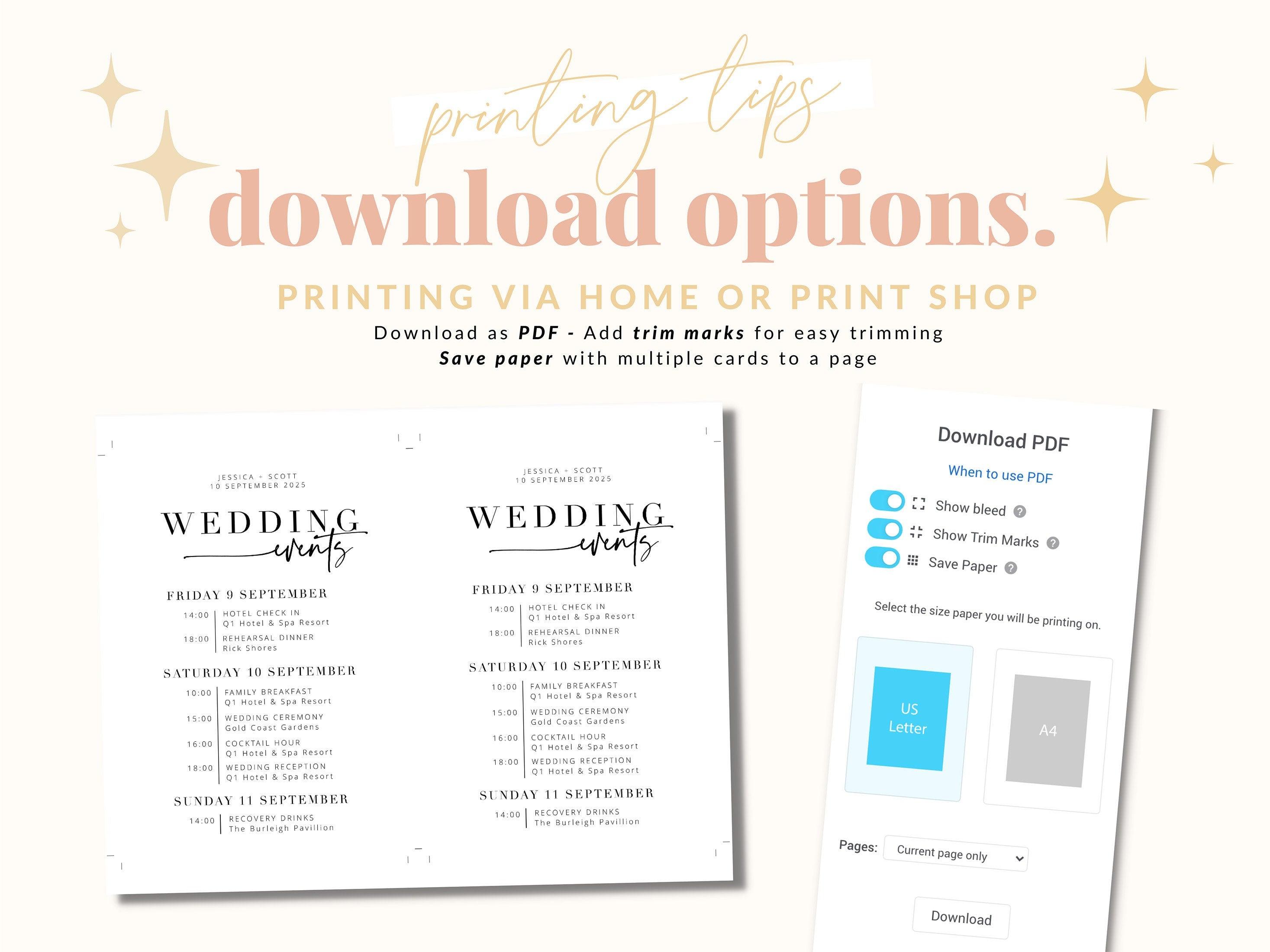 Modern Wedding Itinerary - Bribie - The Sundae Creative