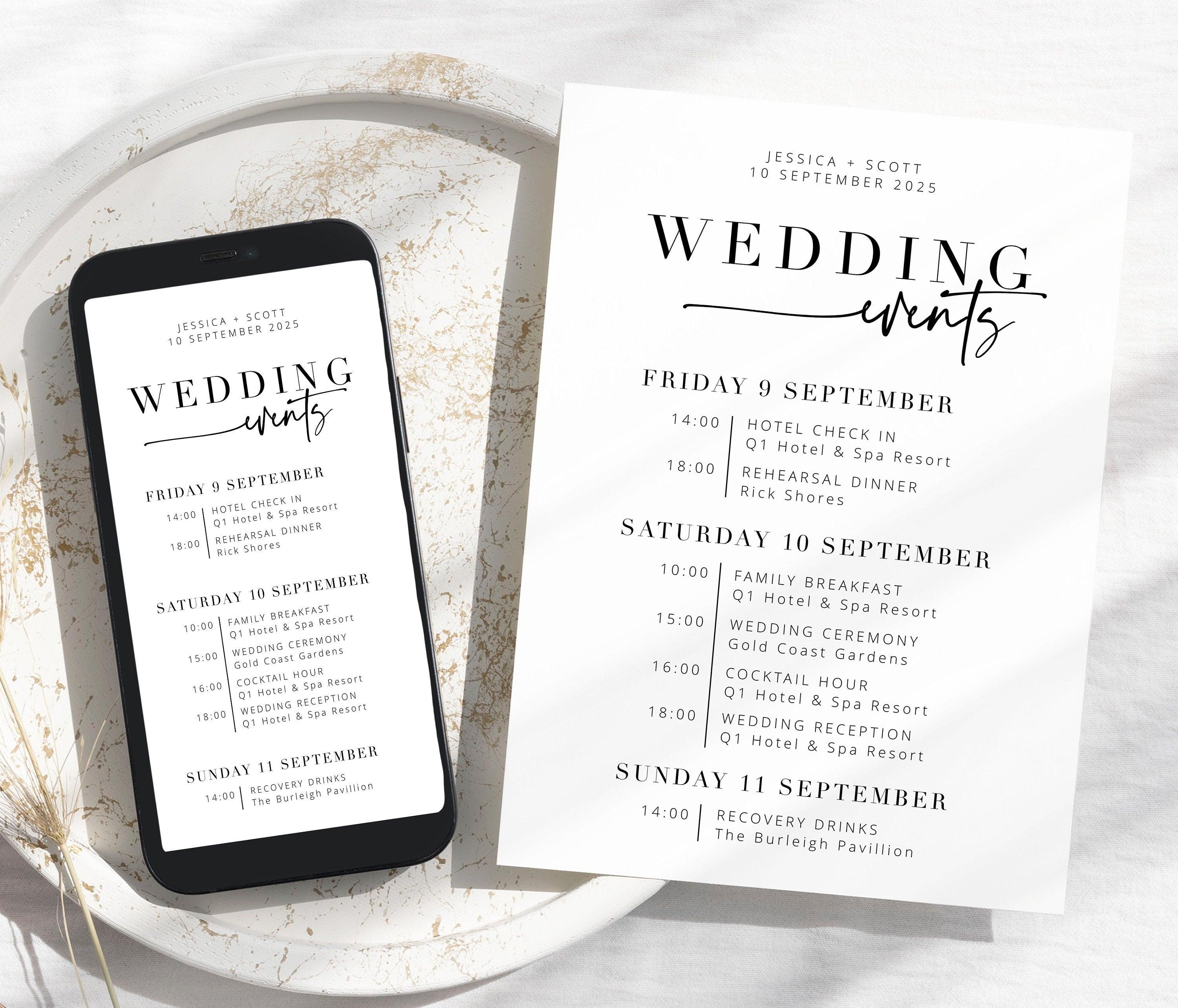 Modern Wedding Itinerary - Bribie - The Sundae Creative