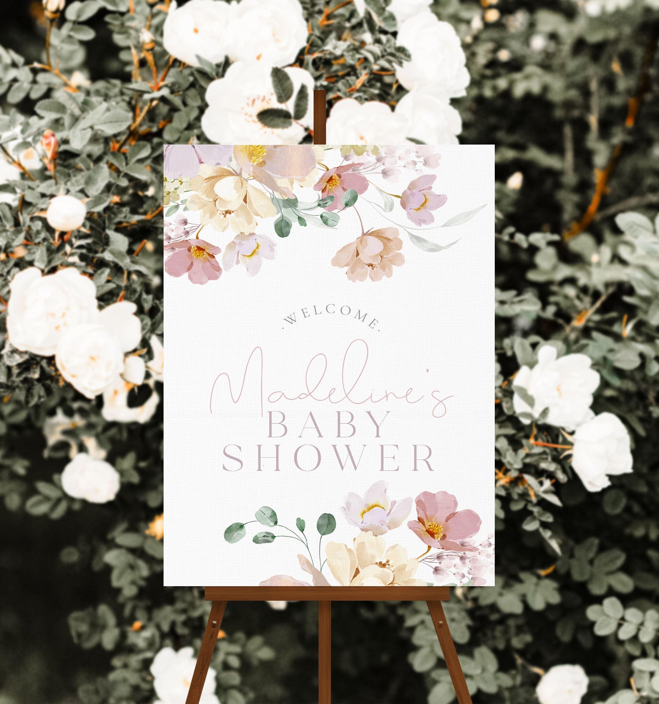 Floral Baby Shower Welcome Sign - Ruby - The Sundae Creative